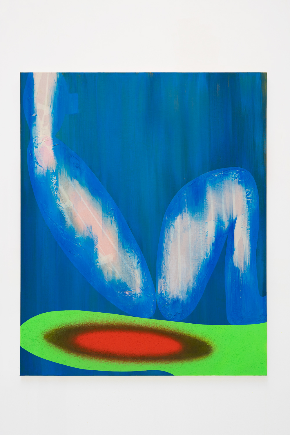 Blue rain, 2022 Acrylic, sawdust and masking tape on canvas110 x 90 cm