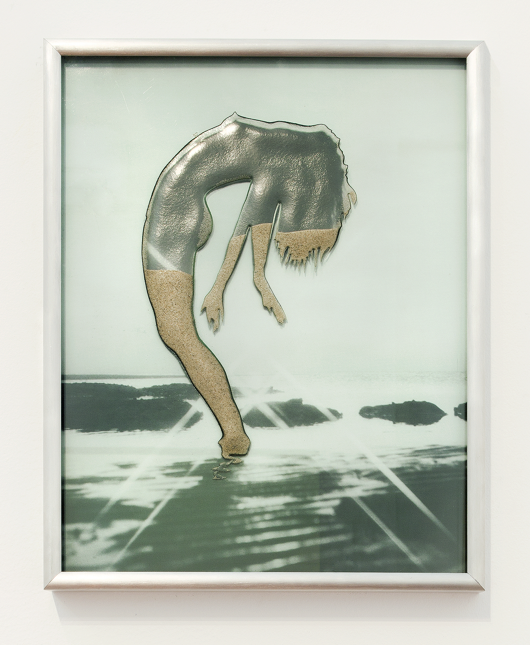 Sand Woman, 2012, Sandblasted Glass, Inkjet Print, Sand, Aluminum Frame, 48x38 cm