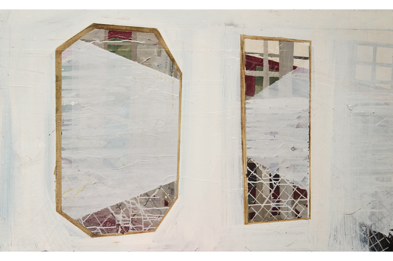 Ignacio GumucioUn Caso único, 2009Esmalte, barniz, látex, fotocopias, cola fría y marcadores sobre madera70 x 122 cm