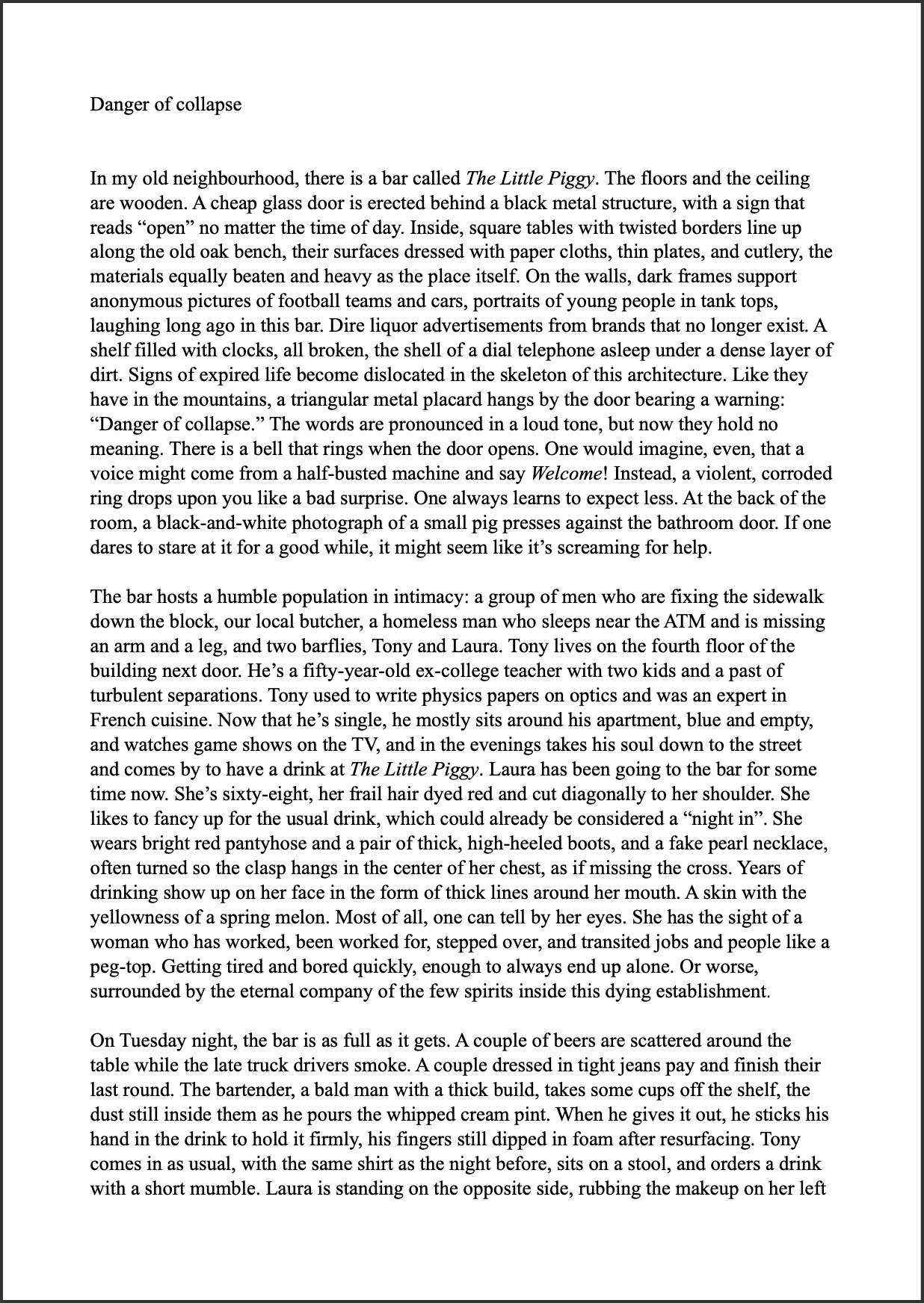 Danger of collapse, 2025 (English)