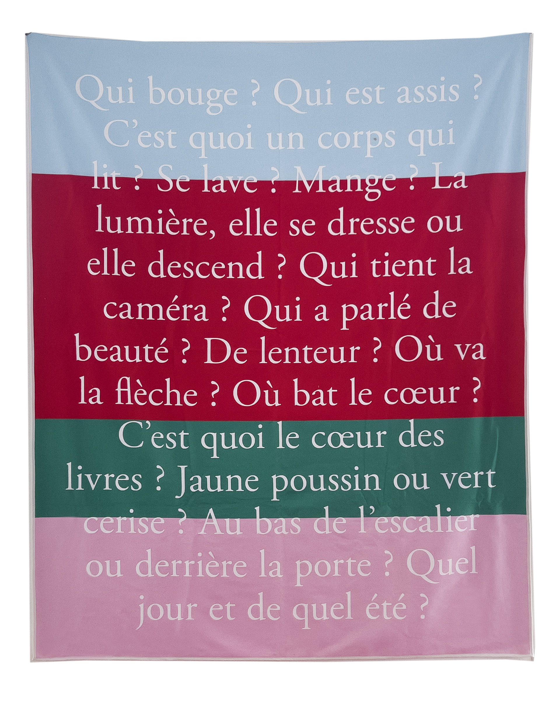 BEACH TOWEL FOR TWO. PRINTED POEM - TEXT BY LILIANE GIRAUDON
