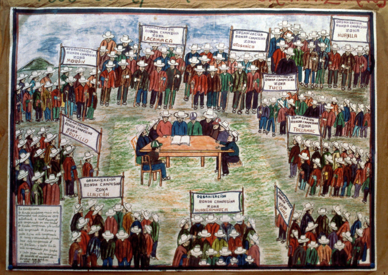 Figure 5. Depiction of an assembly bringing together several comit&eacute;s de ronda. J. Esp&iacute;ritu Tafur, date unknown. Author: J Esp&iacute;ritu Tafur, date unknown. Archive of SONOVISO. 