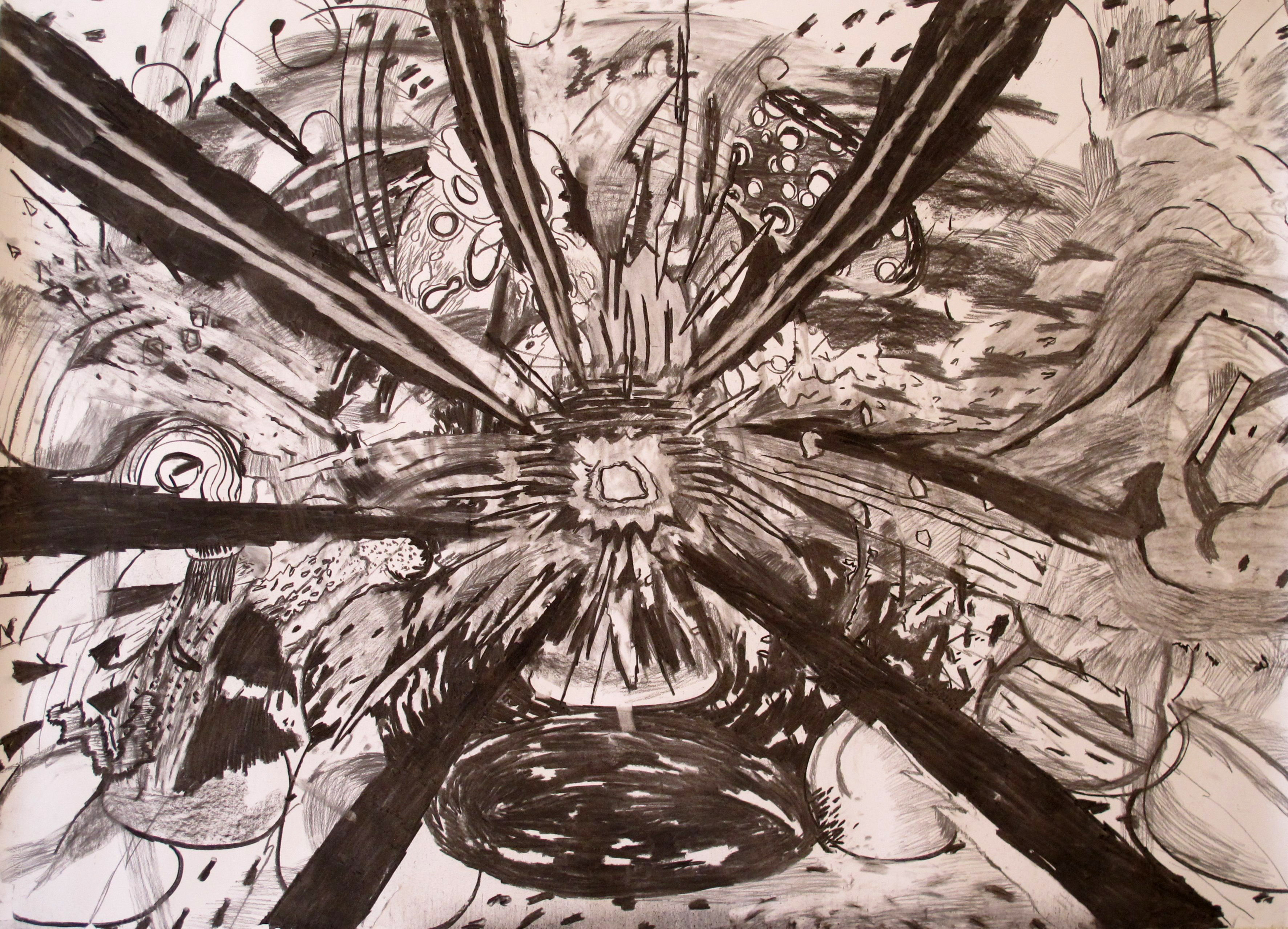 "Untitled", 2014. Charcoal on paper, 100 x 150 cm