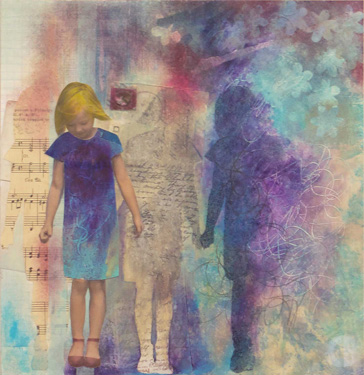 Mrs. Fred 2013  Mixed media on board 12” x 12”