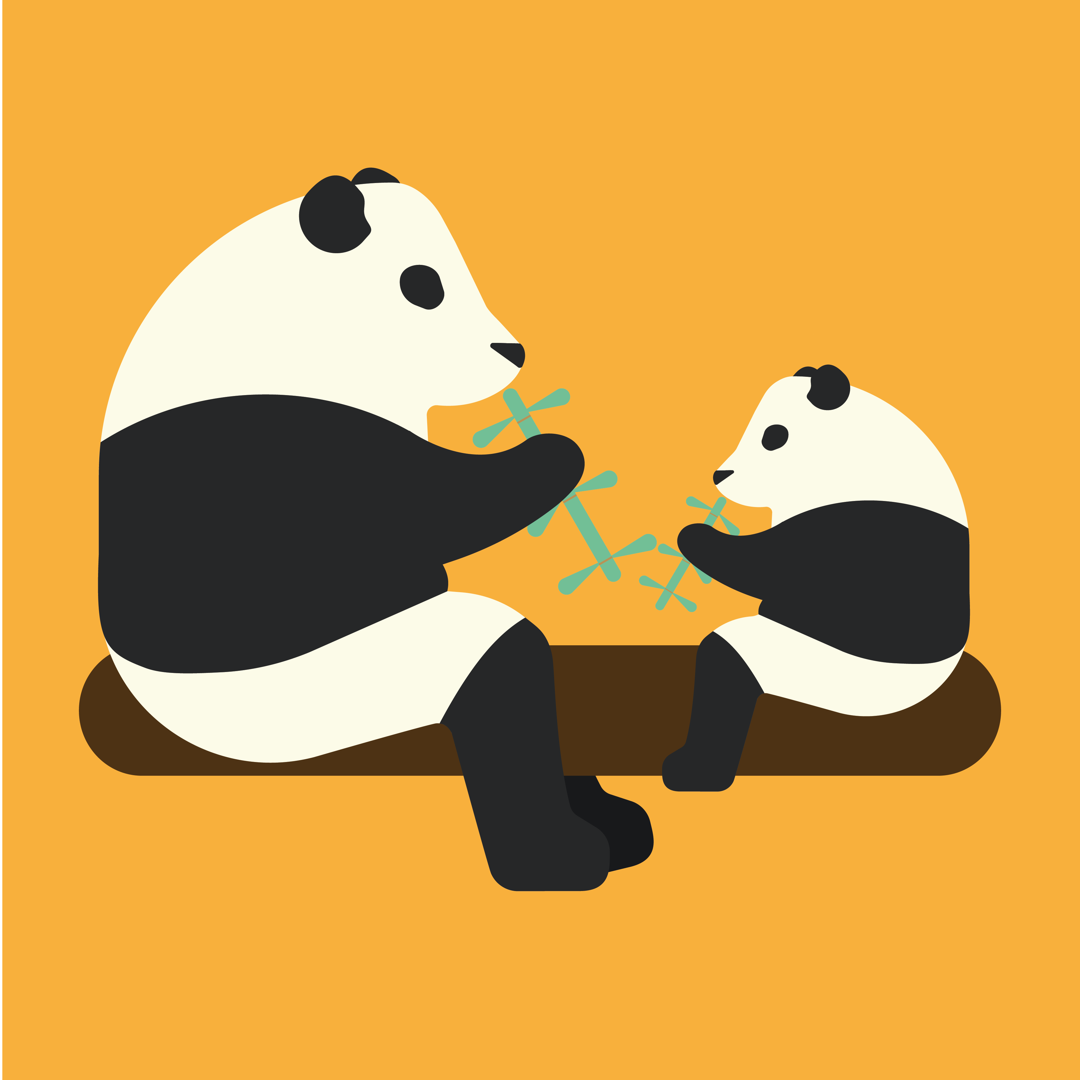 Pascal Panda and child munching on bamboo