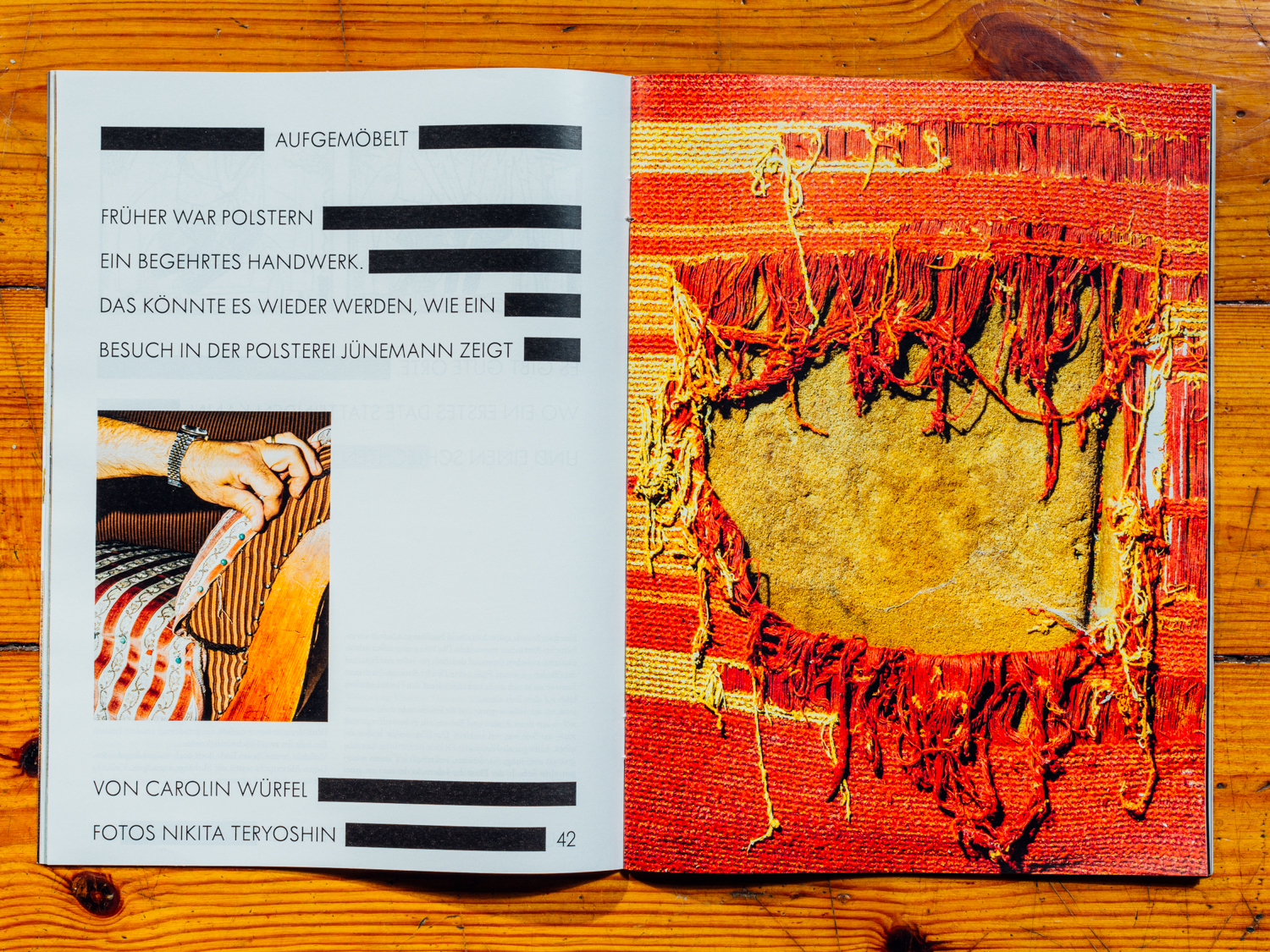 Zeit Magazin "Couch Issue" / Polsterei J&uuml;nemann / Oktober 2017