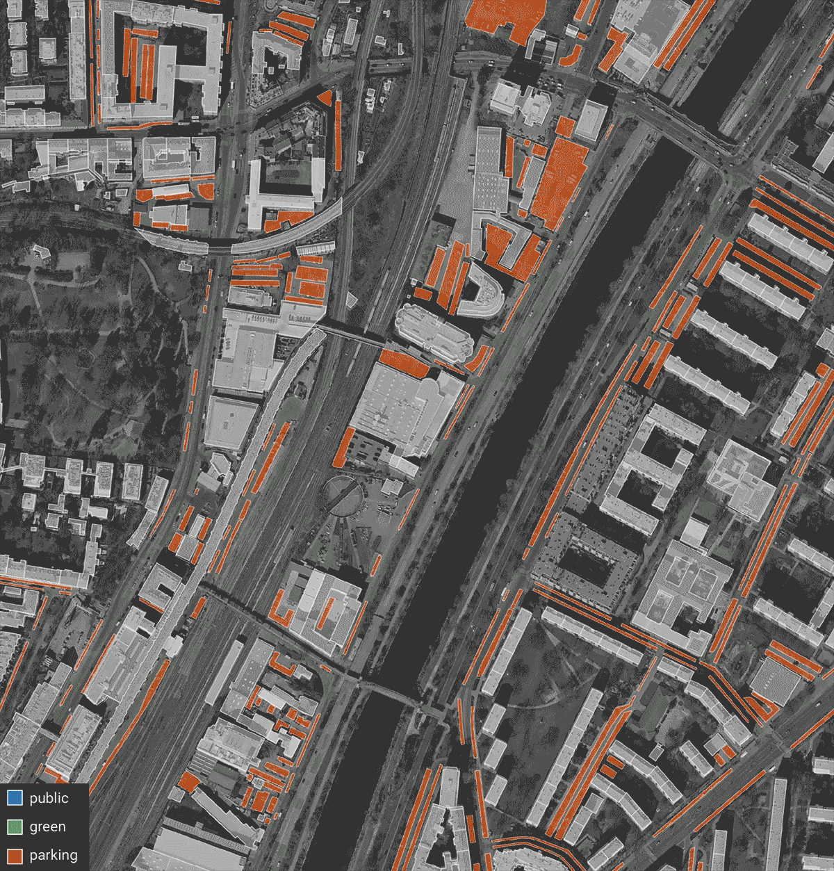 current allocated parking spaces; potential reuse