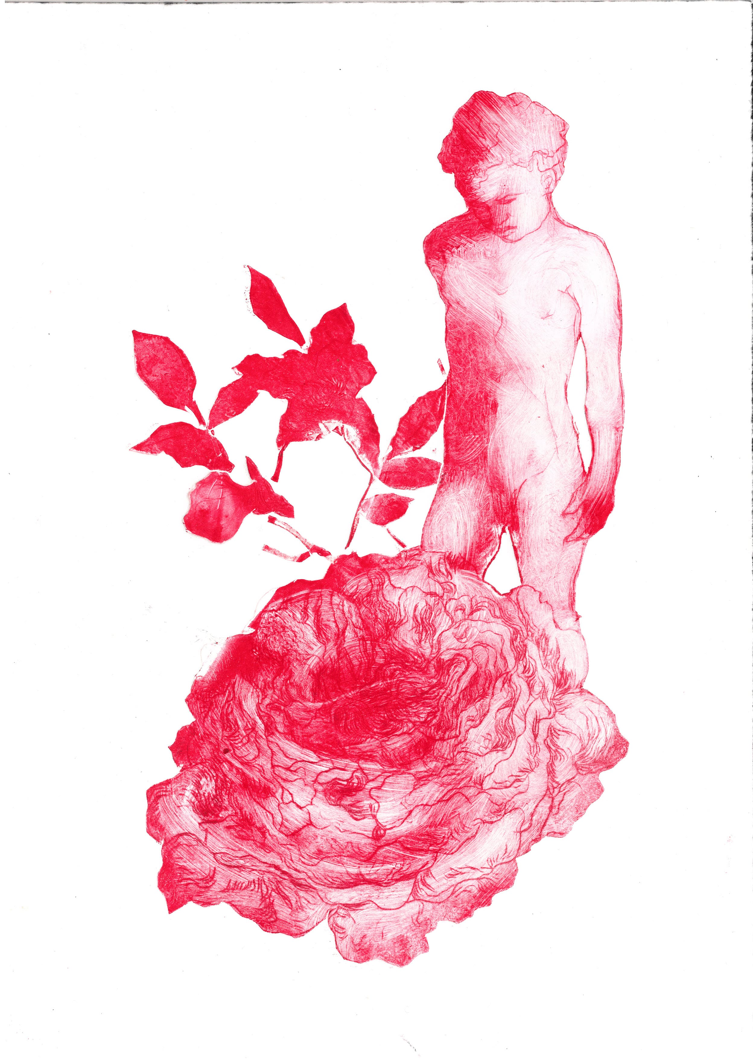 #3Drypoint etching on polyester, cut out, 21 x 29,7 cmSerie: Pink etchings