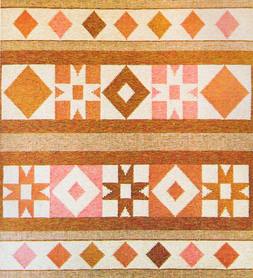 Handwoven wool rug. Serial production. 1980's