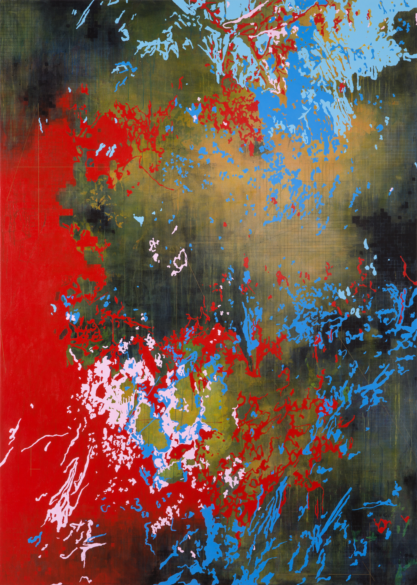 Savages, acrylic and metallic flashe on canvas, 84 in. x 60 in., 2016.