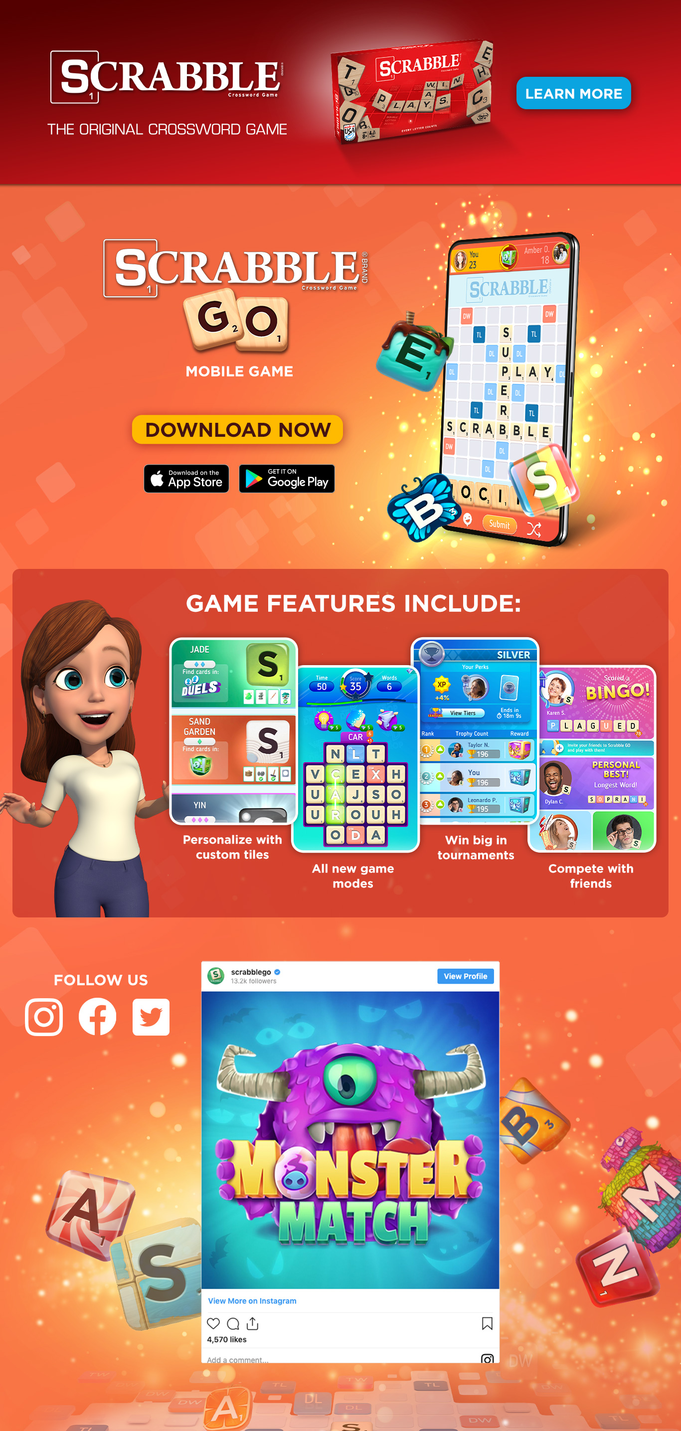 landing page for the ScrabbleGO mobile game