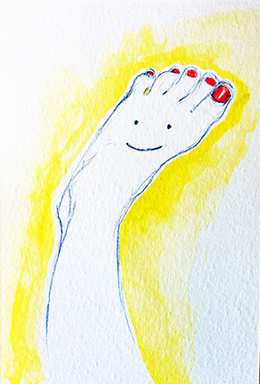 Serious Foot Study. 6" x 4" watercolor. 2013.