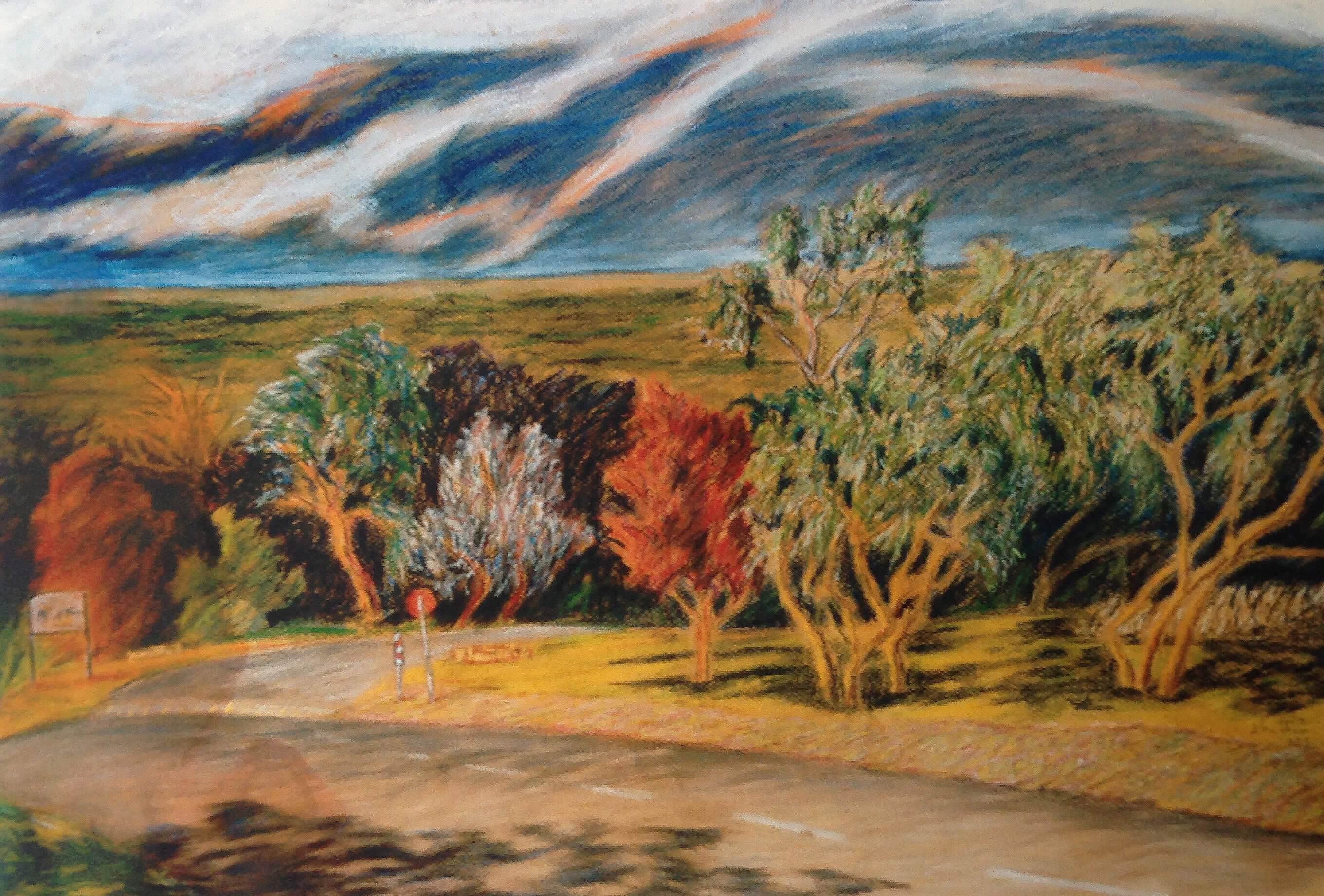 Looking East — Saints, Pastel on Paper, 50 x 65 cm.
