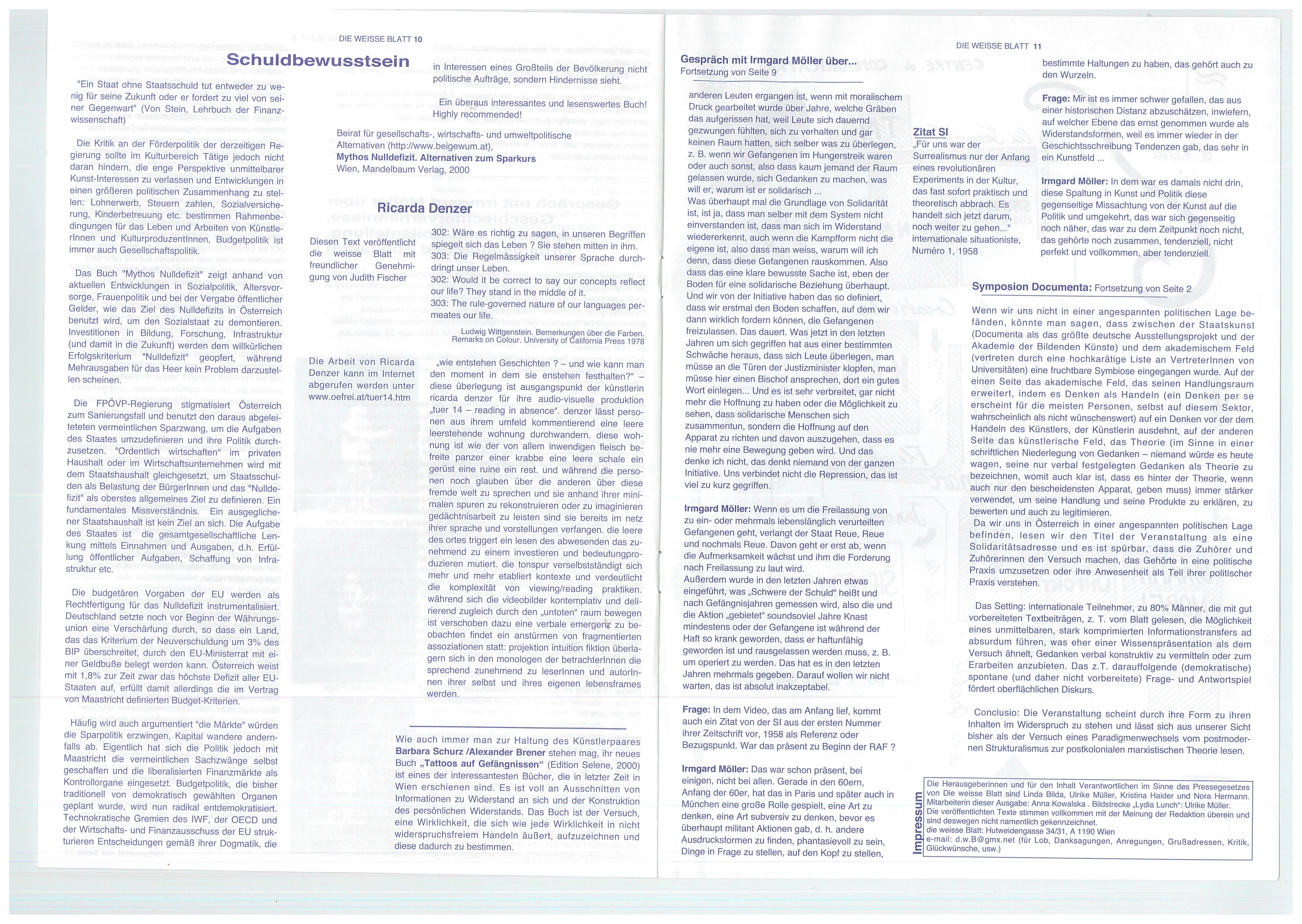 Die Weiße Blatt, 01, 2001. Mit freundlicher Genehmigung der Redaktion.