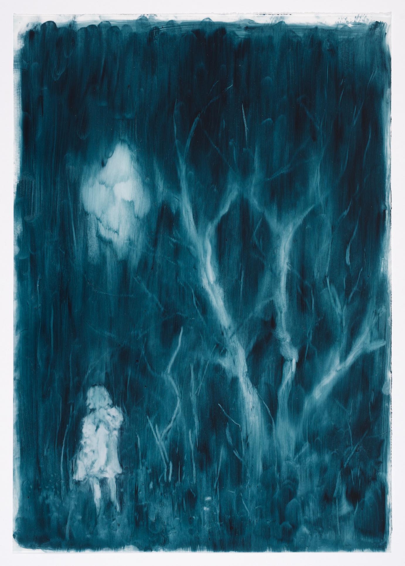 Trace X, 2015. Oil on tracing paper, 30 x 42 cm