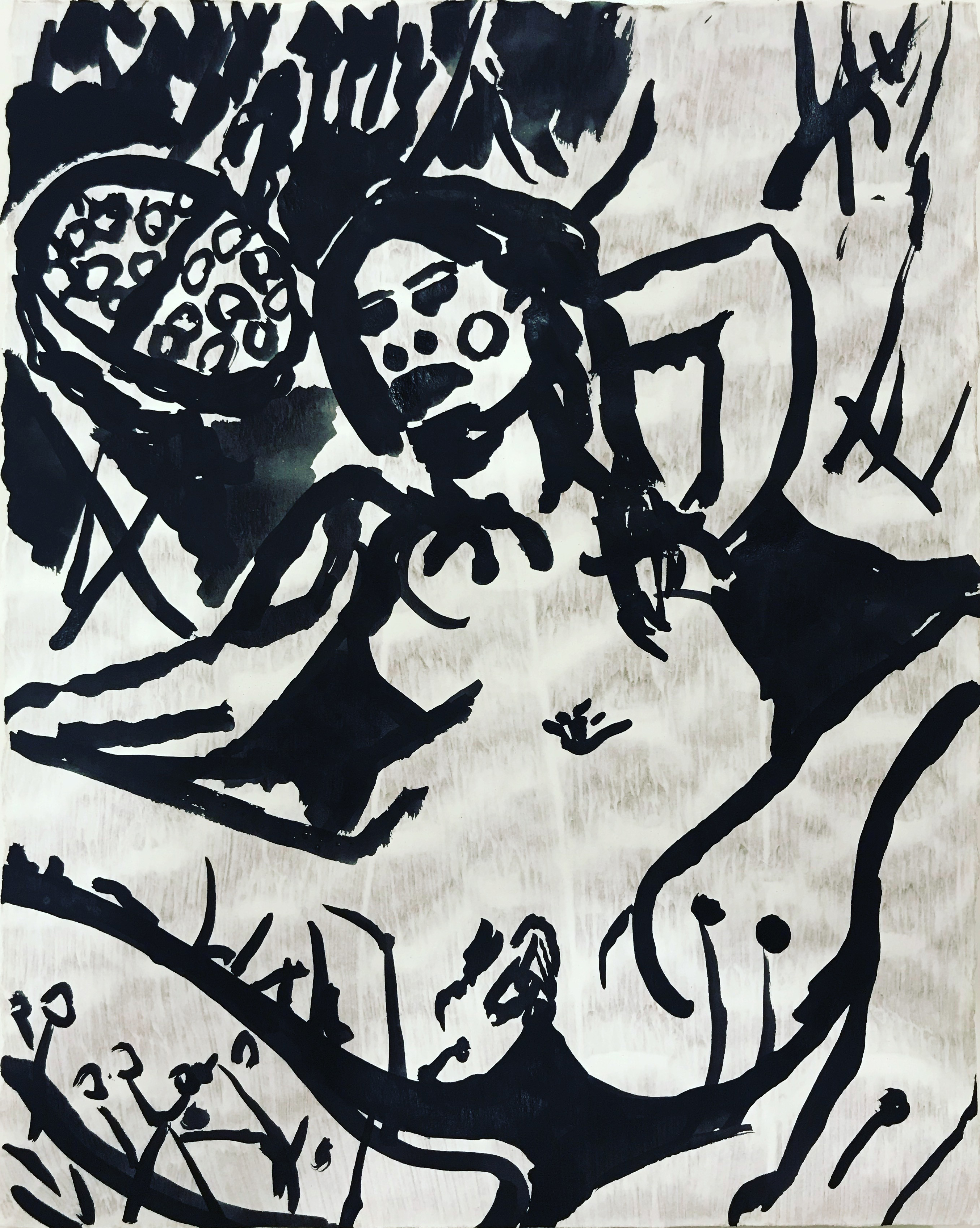Girl in Field, 2018Ink on gessoed cardboard10 x 8 in.25 x 20 cm