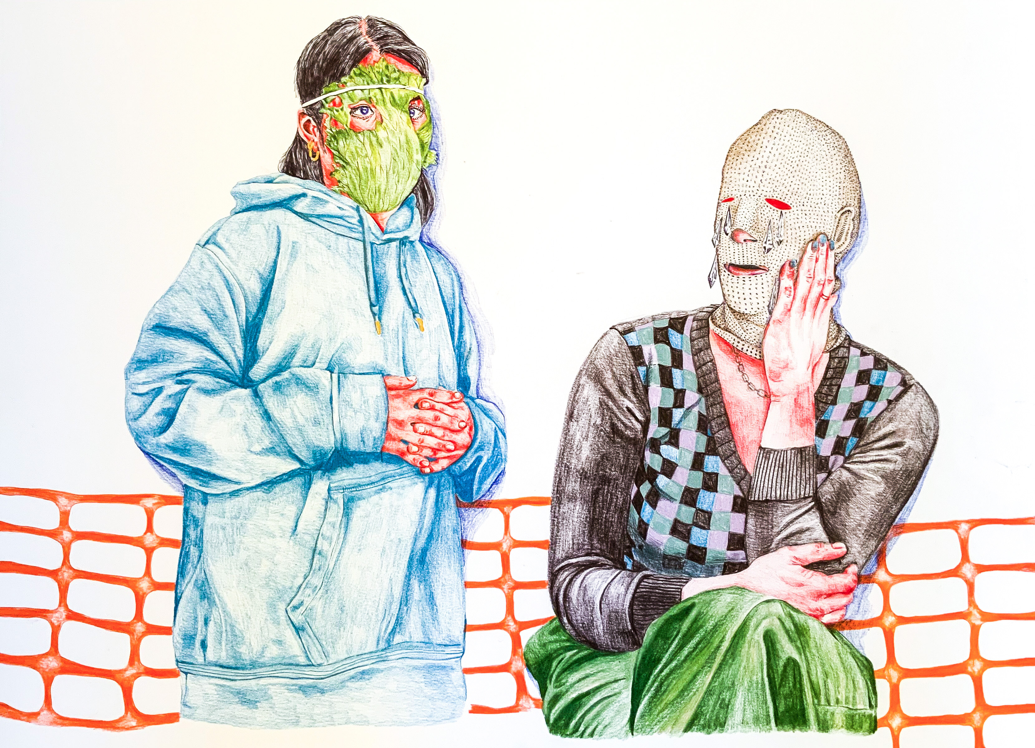 hiders keepers, 20x22 colored pencil on paper 