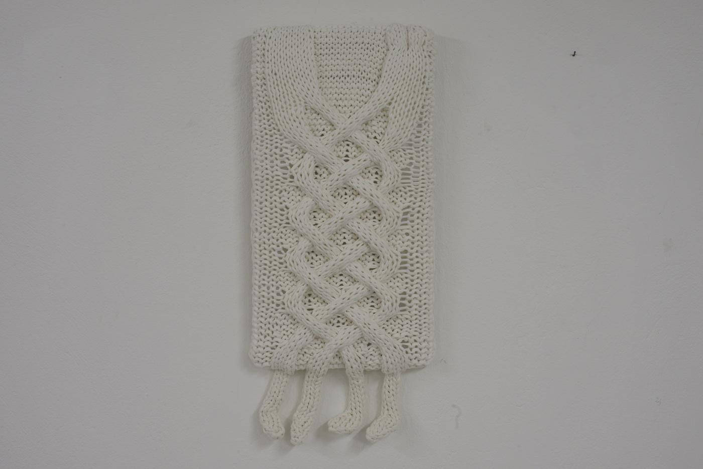 Entwined, 35cm b X 50cm h, handknitted cotton