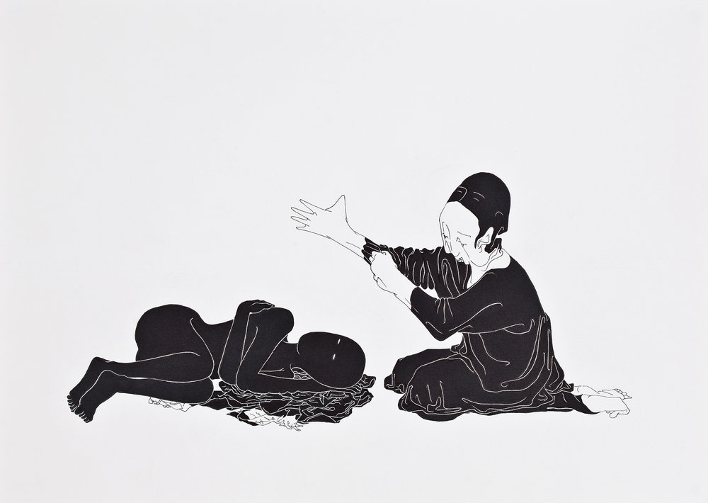 Moonassi, Wearing me, Crayon et feutre sur papier, 42*29,7cm, 2011