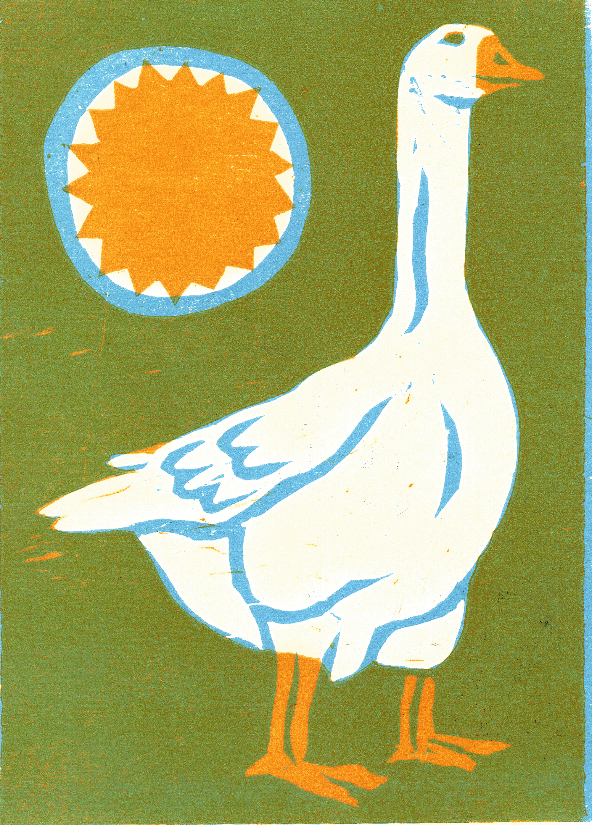 Goose / two-layer woodcut