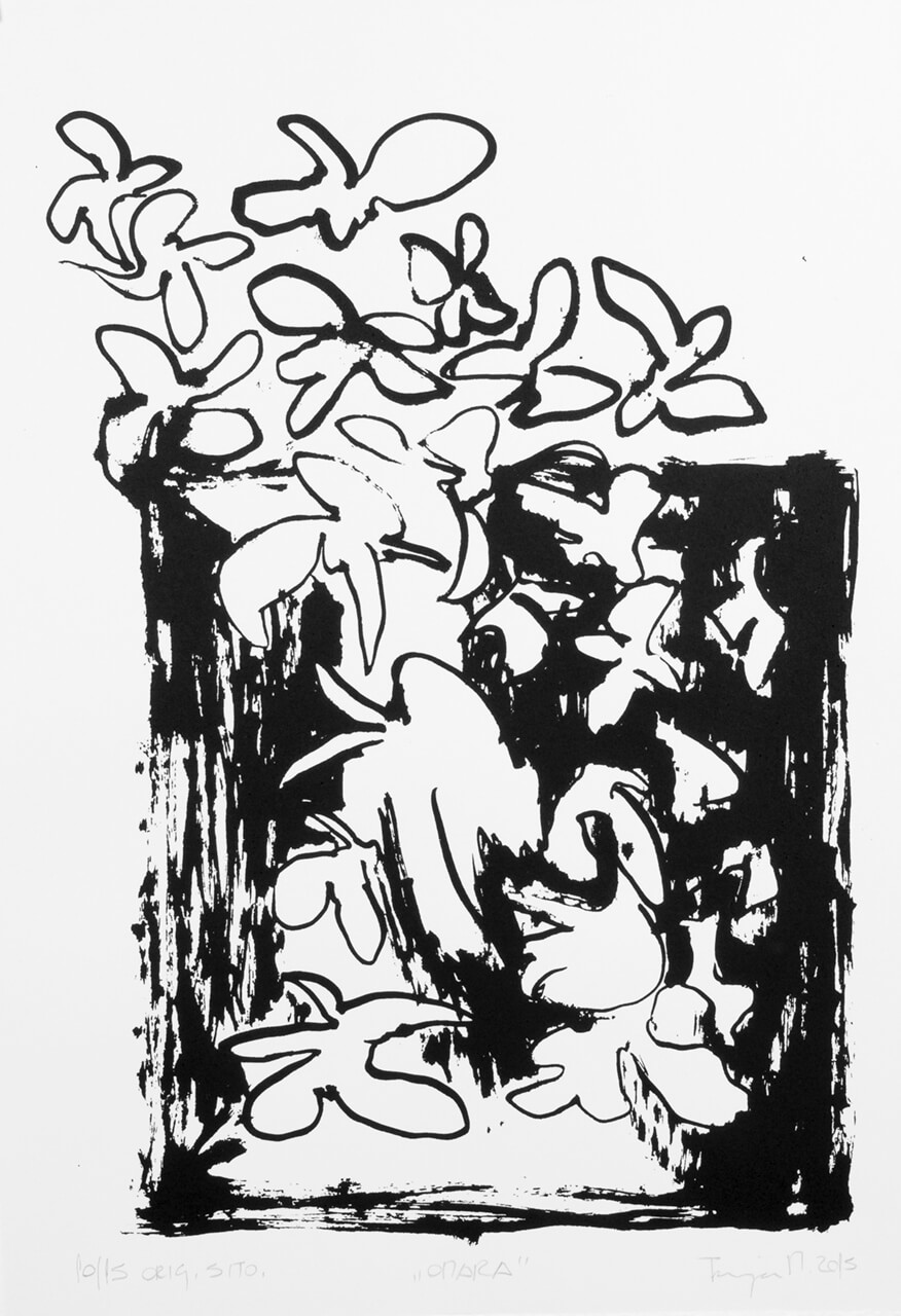 Tanja Milharčič, Jezero, sitotisk na papir, 42 x 30 cm, 2015