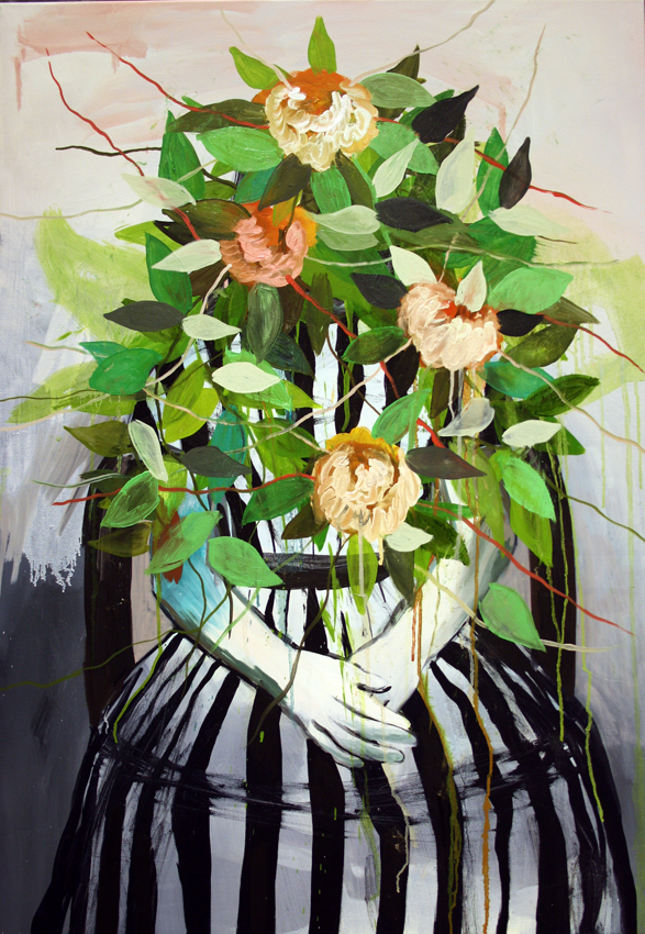 Behind a plant, acrylic and oil on canvas, 100/70 cm