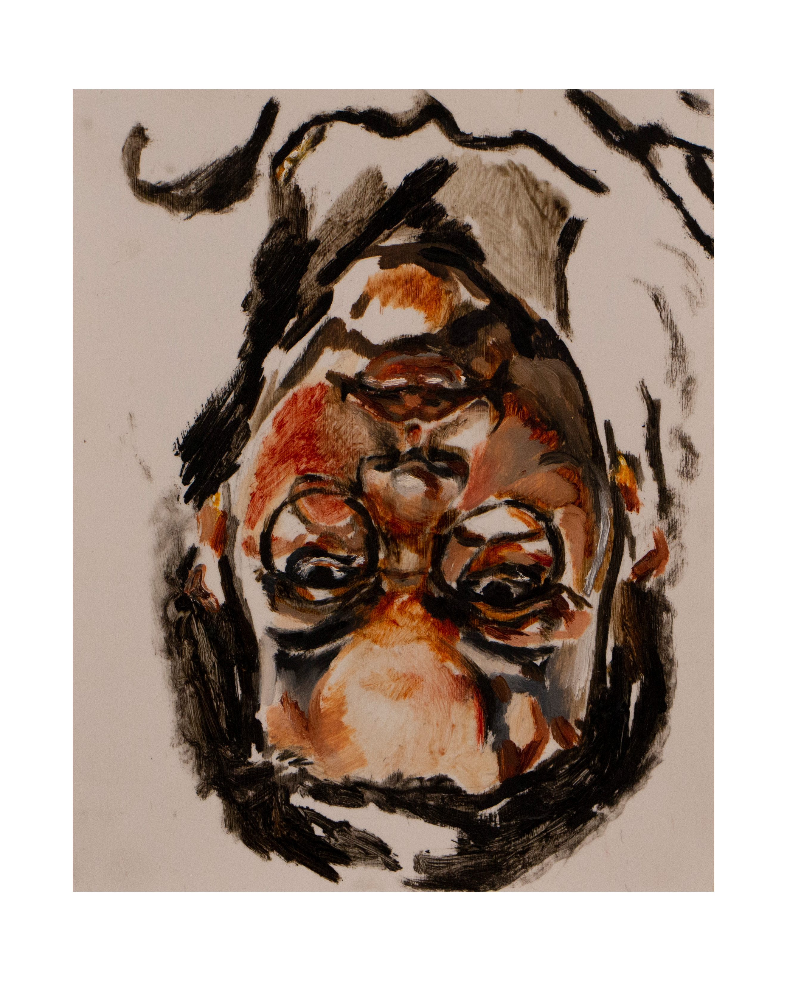 self-portrait (2022.) oil on paper 9" x 12."