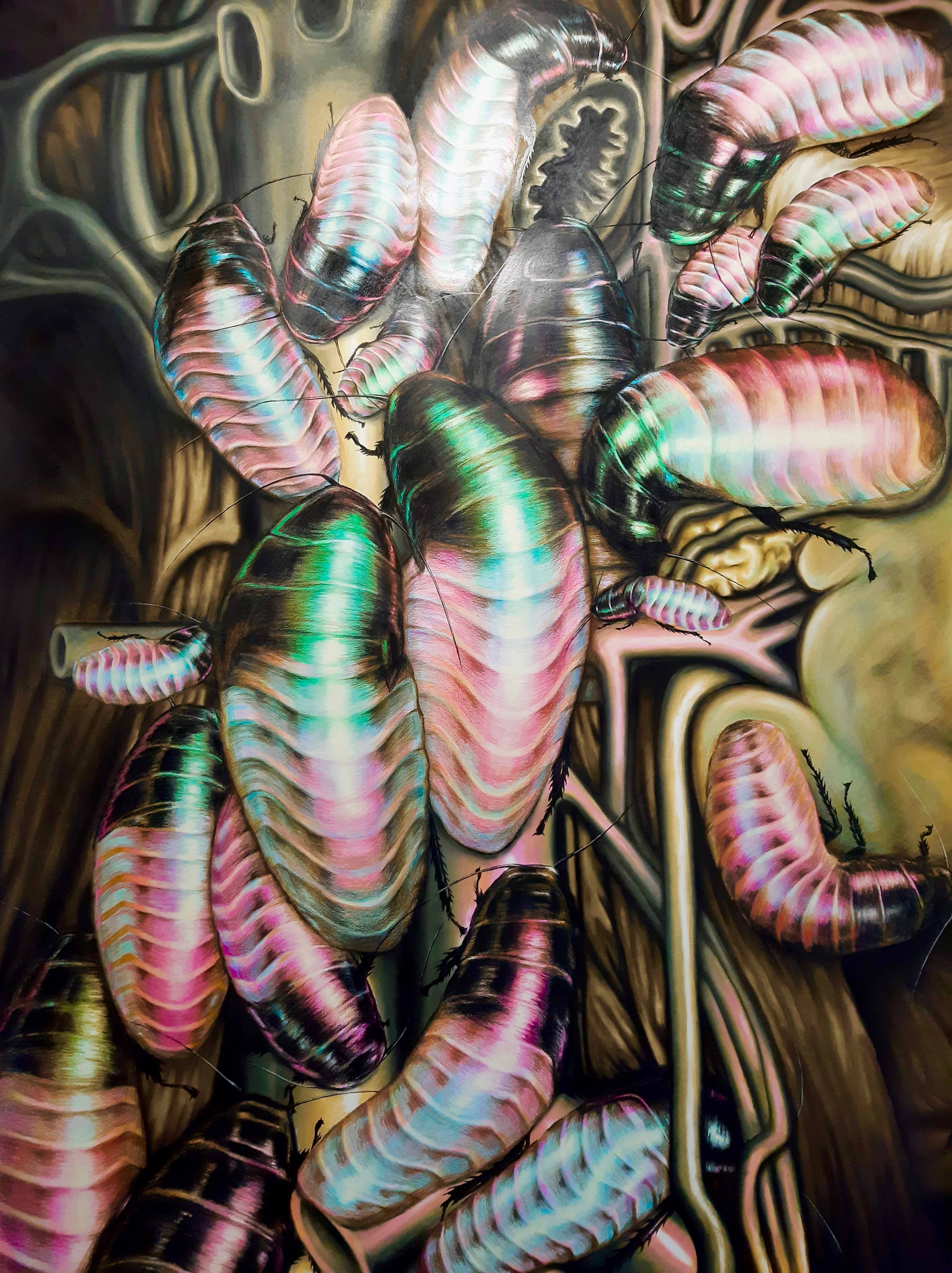 Suzanne Plomp, Pearly Goodness II, 2024, soft pastel and coloured pencil on paper, 270 cm x 150 cm, Drawing