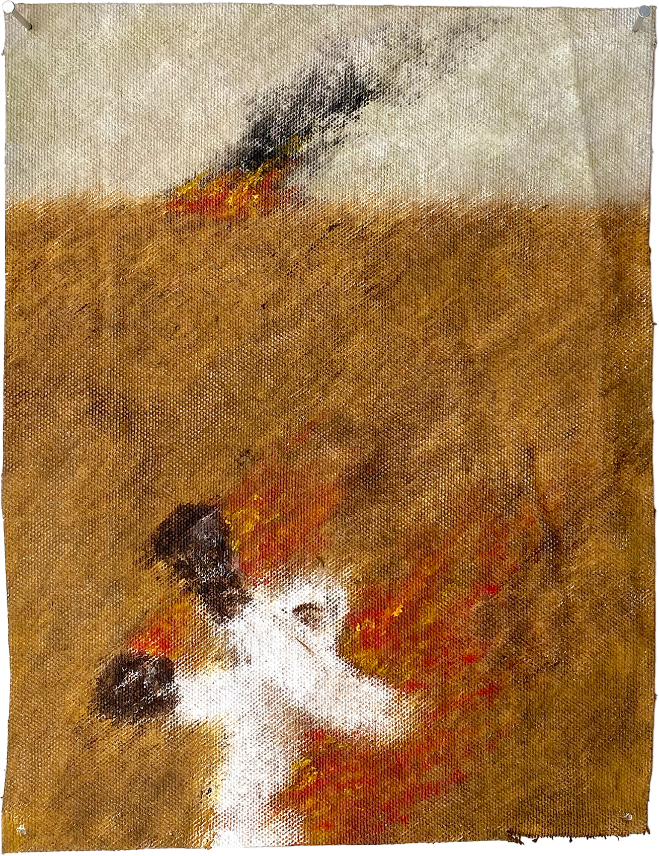 Lydia Freier &ndash; The Fight, pt. 2, Oil on unstretched canvas, 7x9 in