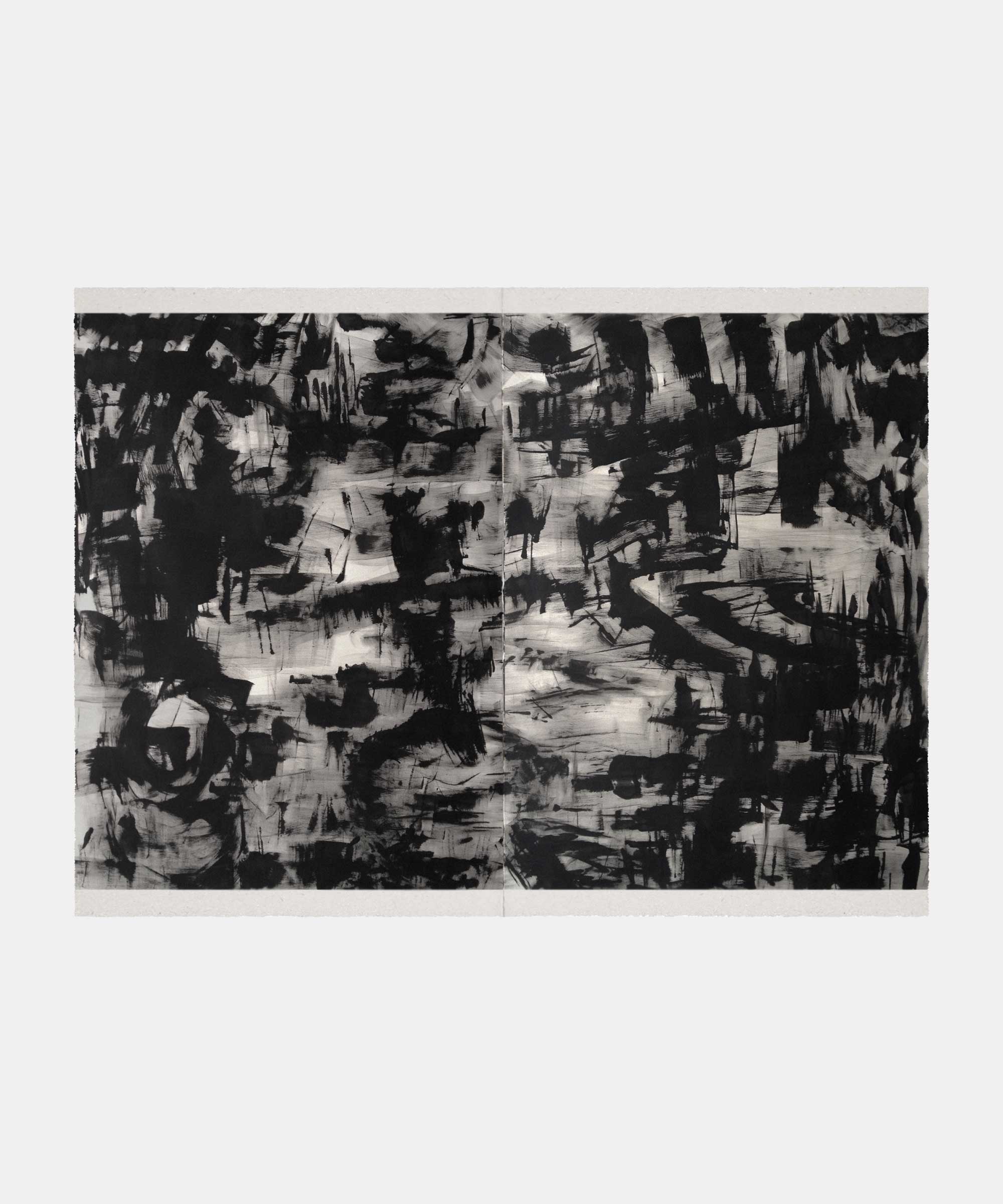Black echoes, 2015. Ink on paper. 112&#160;×&#160;76&#160;cm. Diptych.