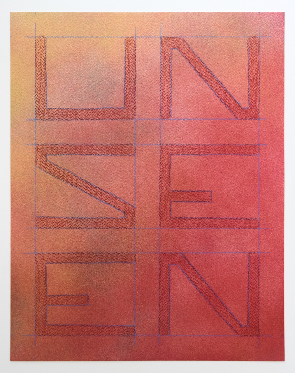 Apologies For Not Noticing (Unseen) Enamel, colored pencil, watercolor paper 11 x 14 inches 2017