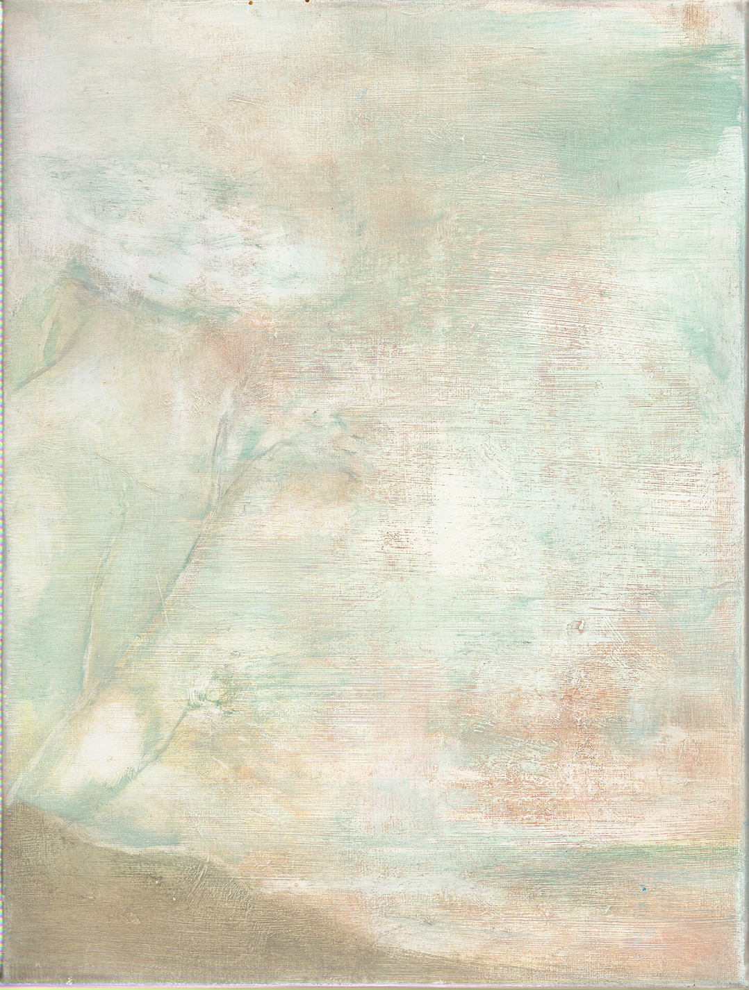 A conifer and a deciduous tree (borrowed from Nasmyth) 2., 2014, 18x24 cm, oil on canvas