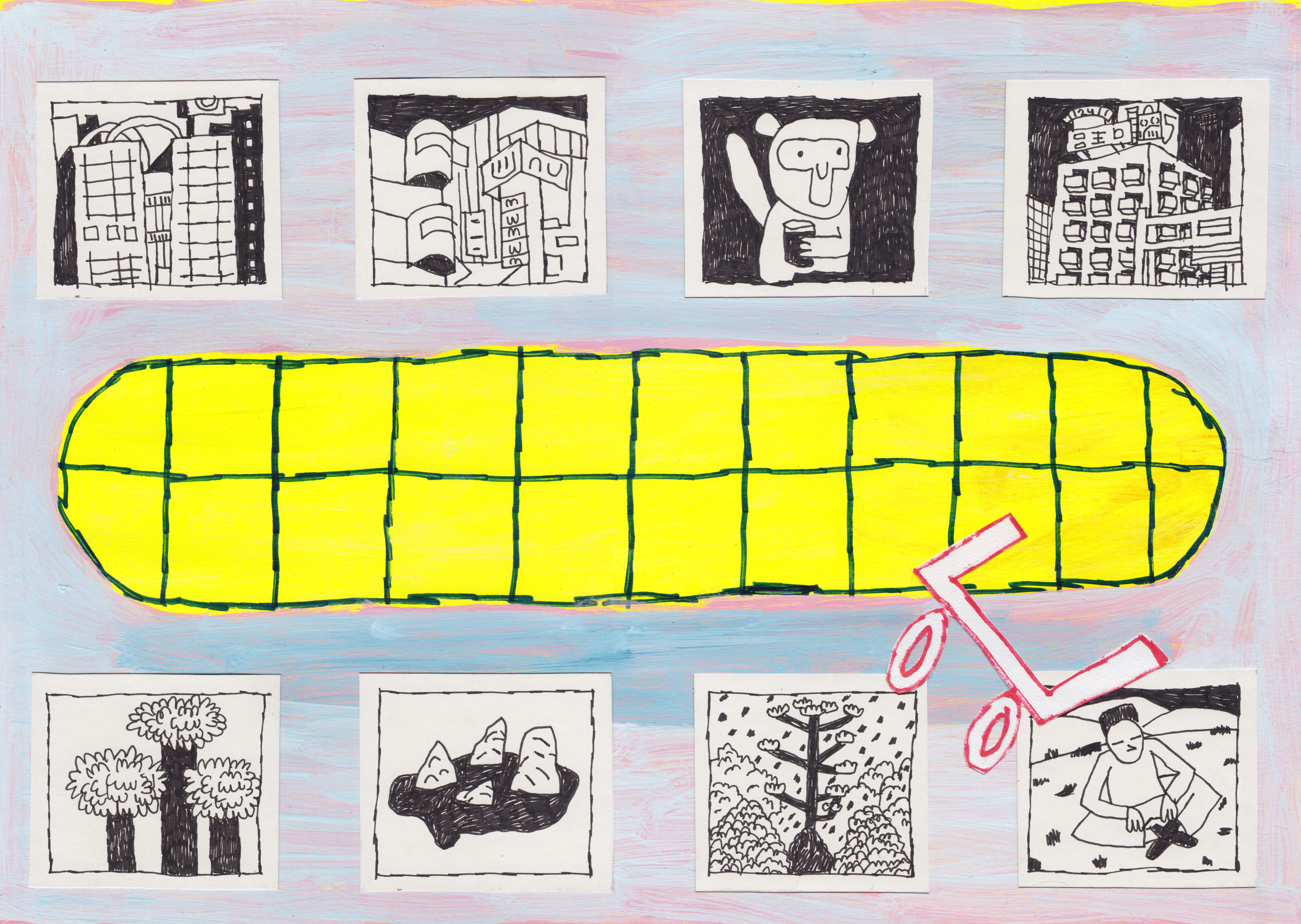 Mouth 5/ Acrylics, Markers, Ink, Cut-outs on Paper/ 42x30