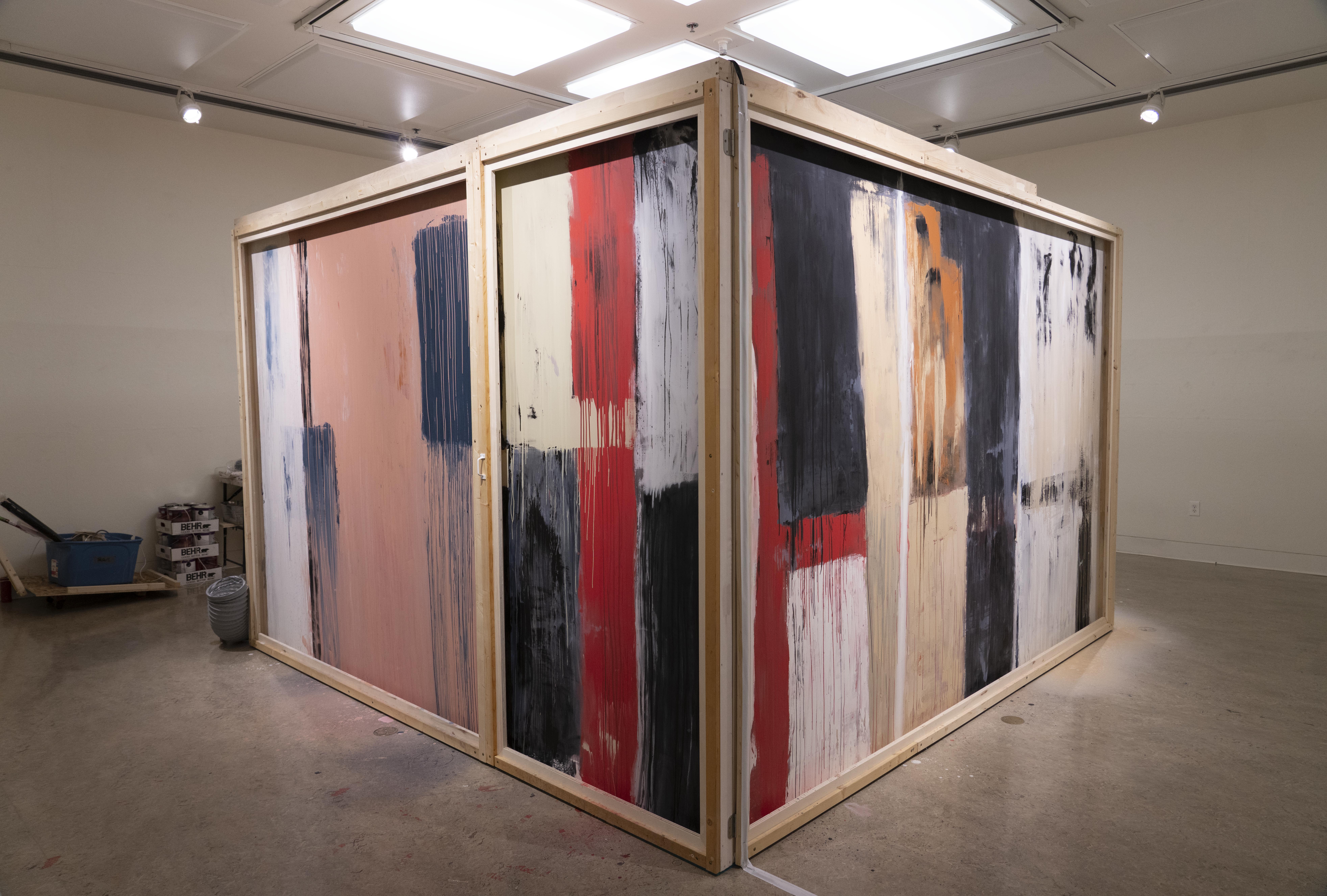 48 Hour (Walk-In Structure), latex on voile, 14'x14'x8'