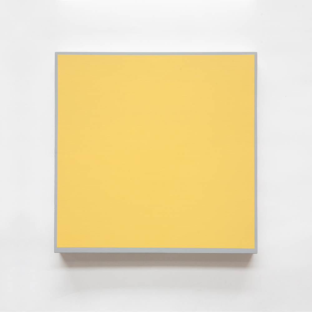 H XI (permanentyellow), 2017, acrylic on wood, 40 x 40 x 5 cm
