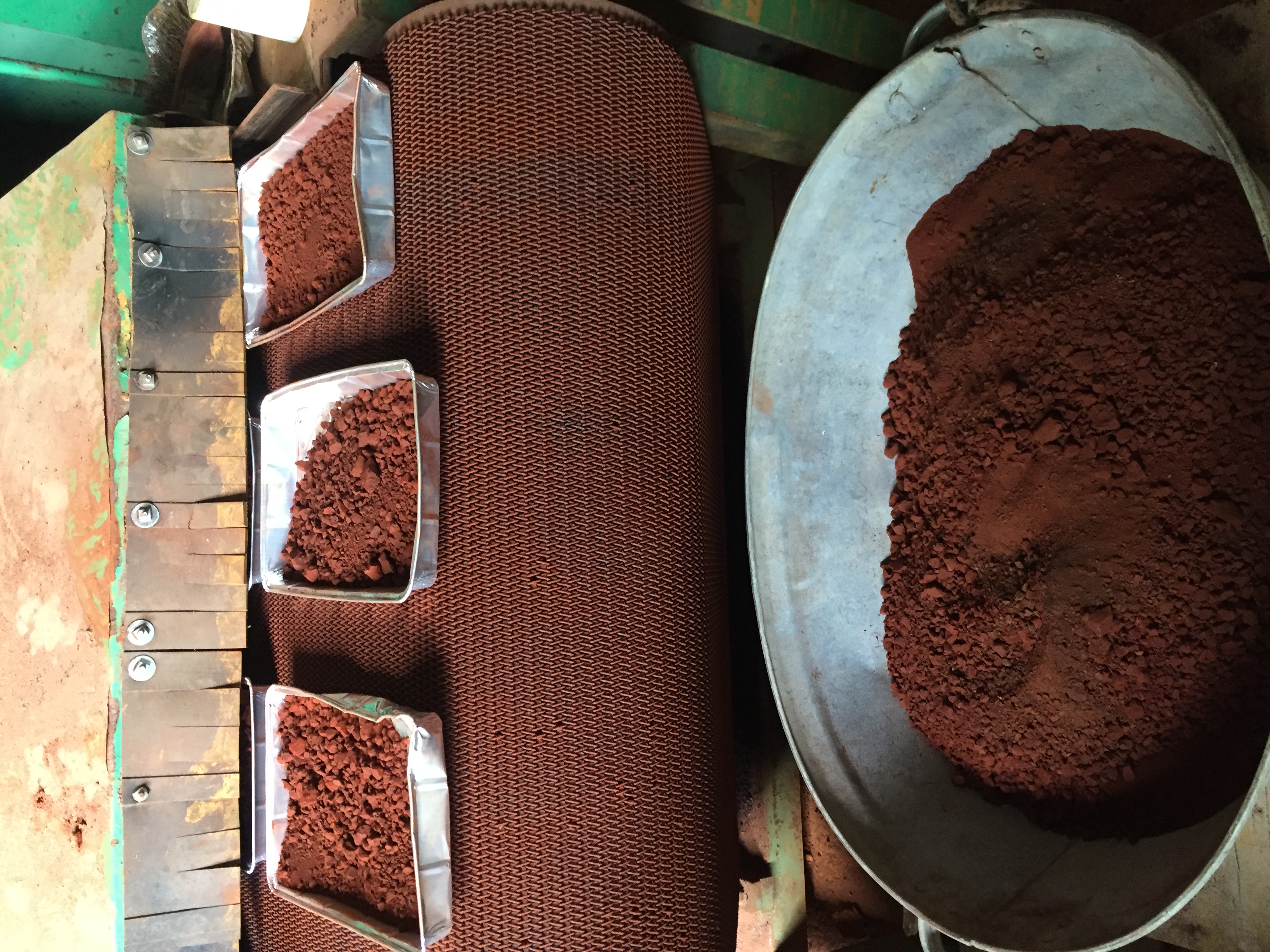 Burnt ochre coming out of the furnace. Yorkshire 2020