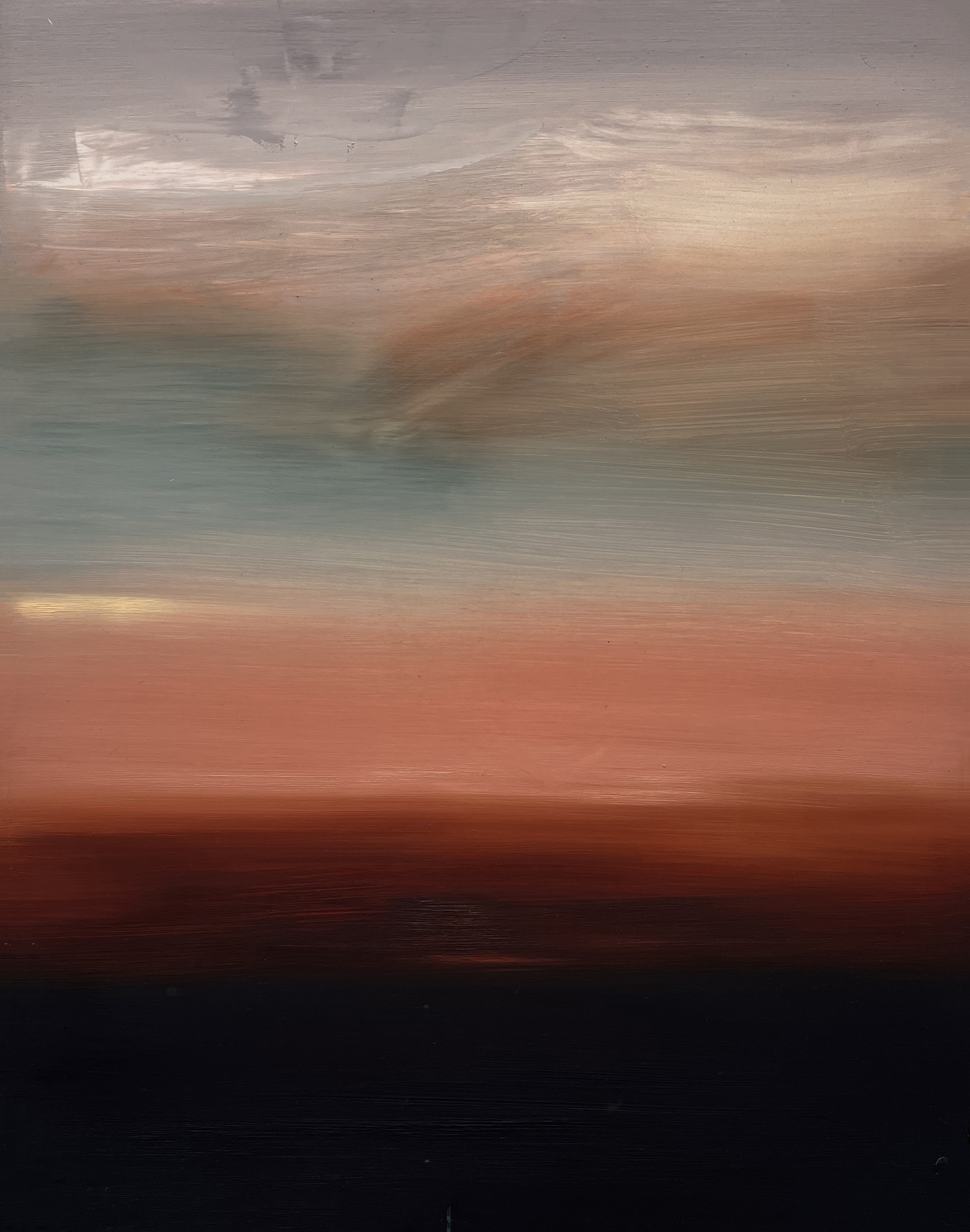 12. with subtitles (at dusk) 1/ 4, 2023 oil on board [24 x 30’ inches]