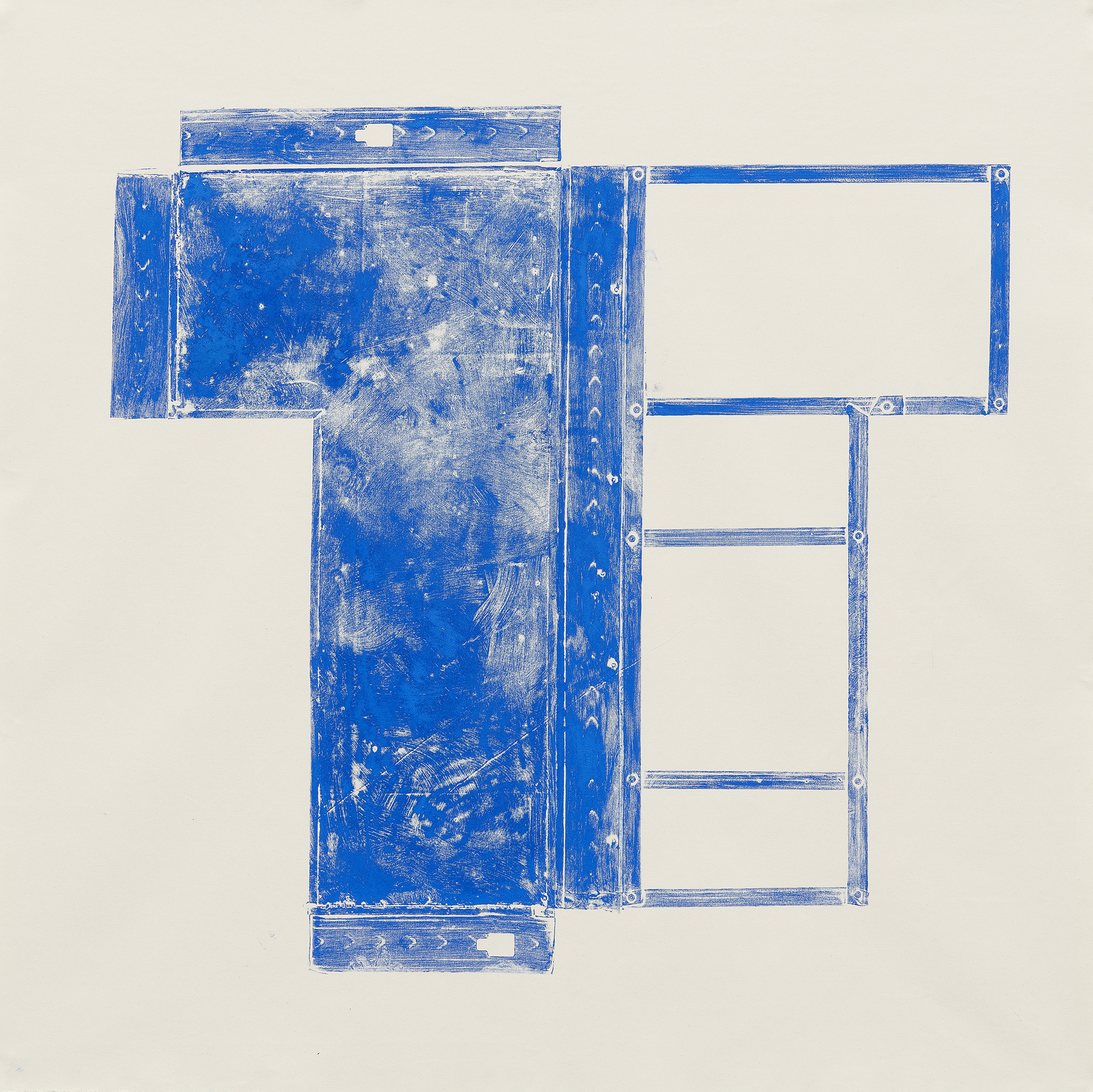 Blue Room (version 4), 2017. Oil based printing ink, 6 feet &times; 6 feet 