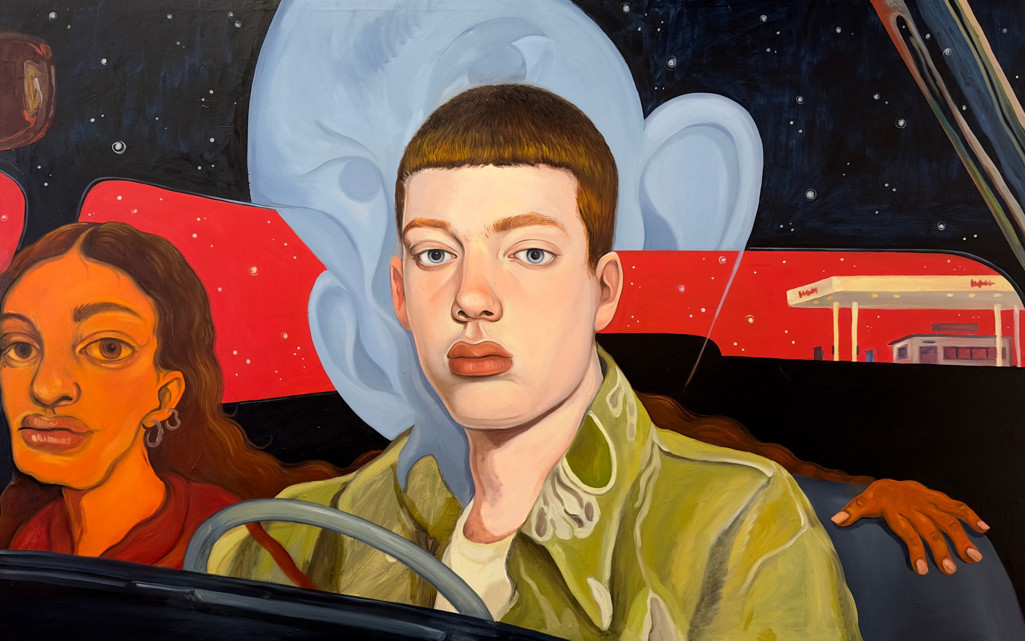 “Ciegos de estrellas volviendo de Barraca”. Oil on canvas. 140x220cm. 2025