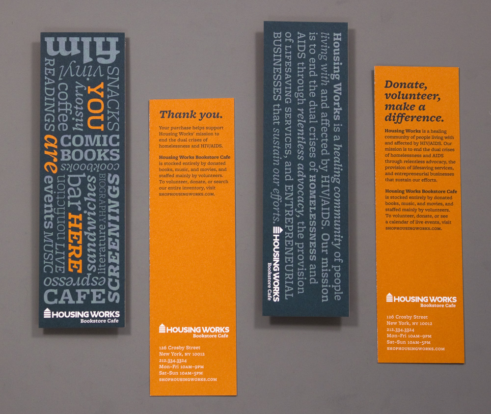 Branding and print design for Housing Works Bookstore Cafe