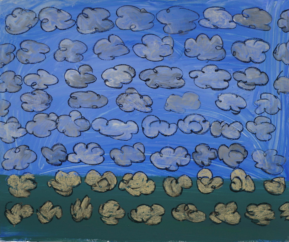 Play the Field, 2020, acrylic, oil pastel, water color on canvas, 60.6x72.7cm.