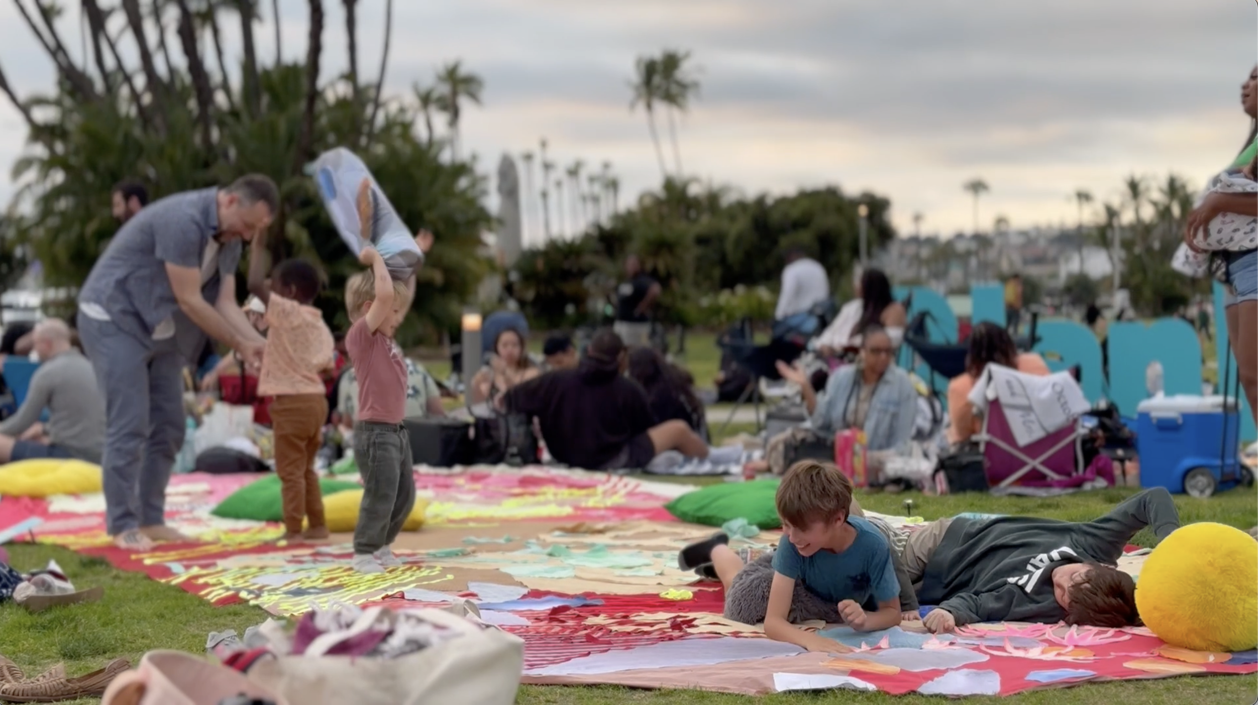  Flights, Interactive recycled textile installation, 20'x30', commissioned by Blanket Sounds, Waterfront Park, San Diego, 2024  