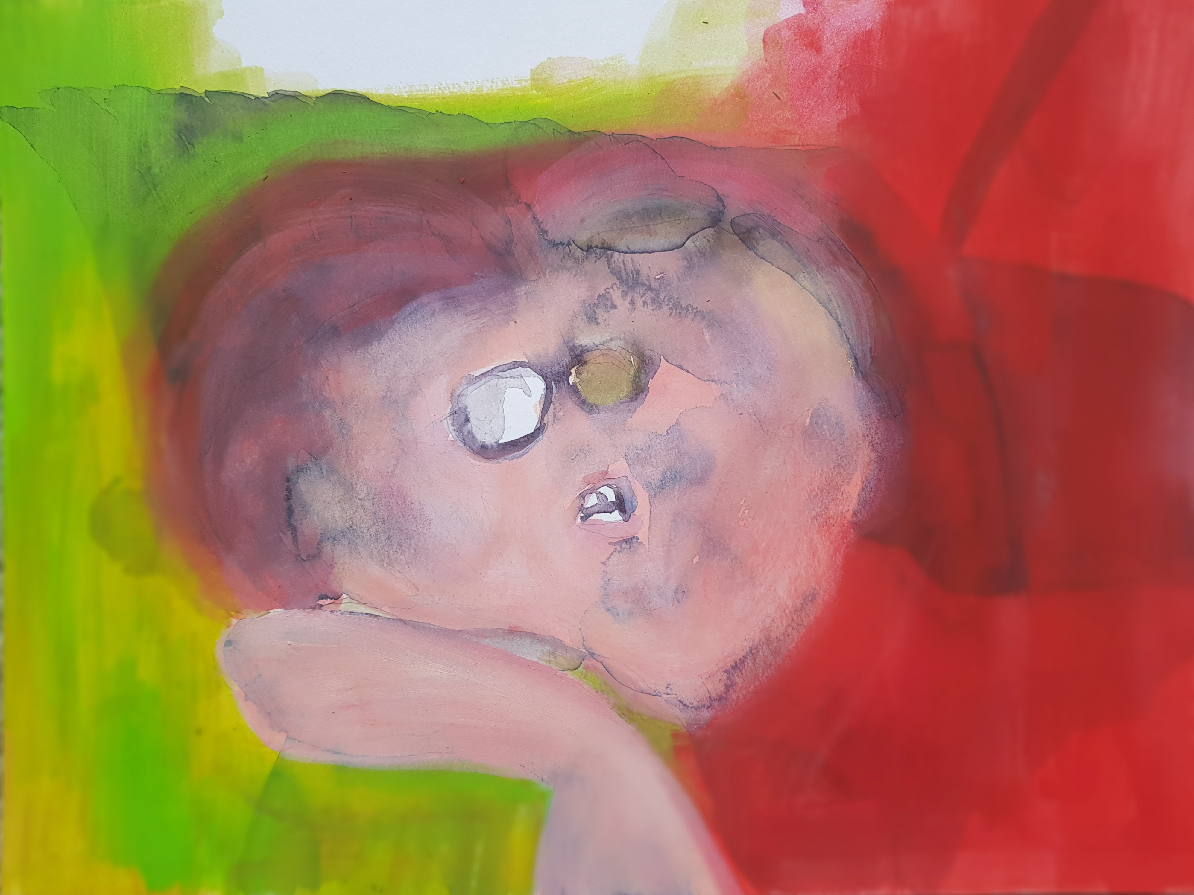 sleeping heart, 2021, 30x40 cm, aquarelle et huile