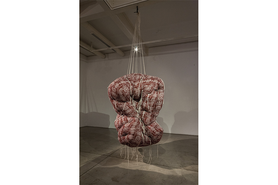 Marcela CorreaPeso muerto: Patita de la Cerda, 2011Printed fabric, wool stuffing and cotton cords189 x 90 x 120 cm
