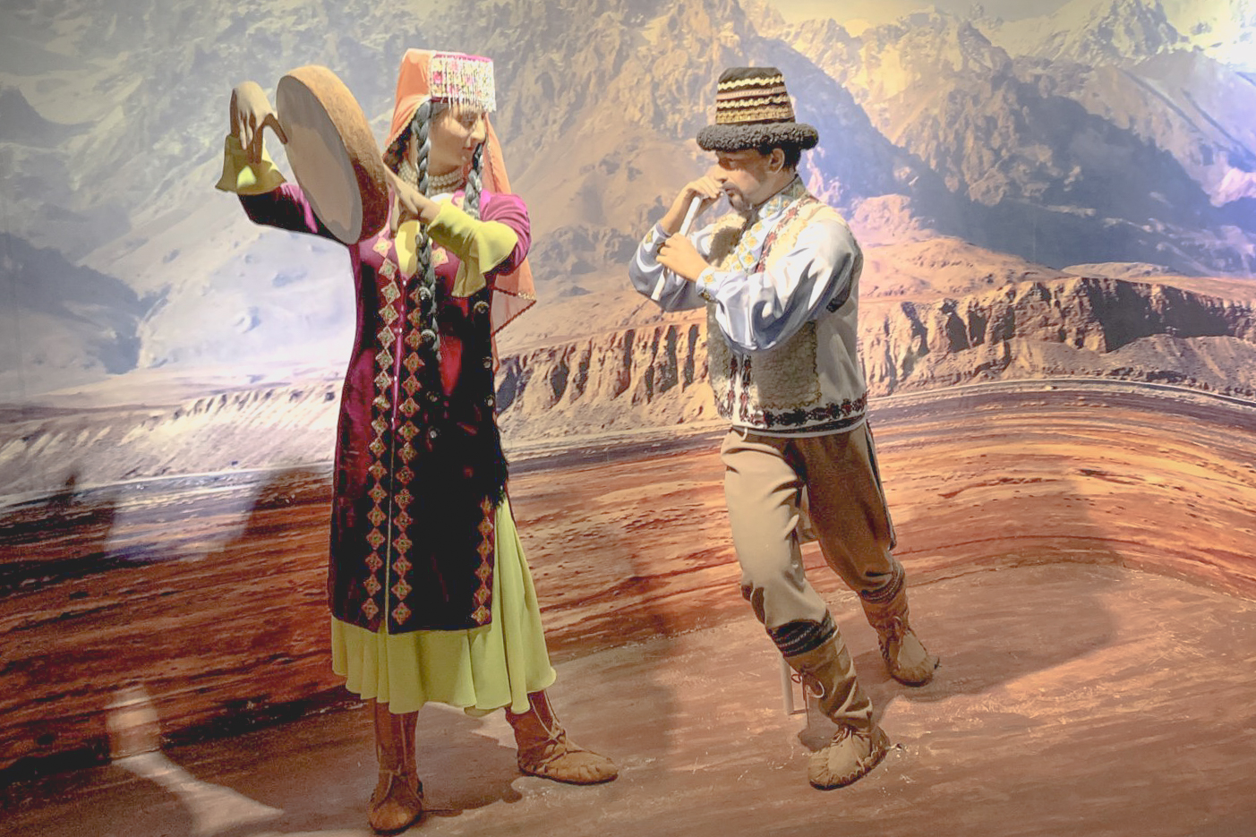 The ethnic minority section in the Xinjiang regional museum in Ürümqi. One million Uygurs are believed to be detained in "re-education camps".