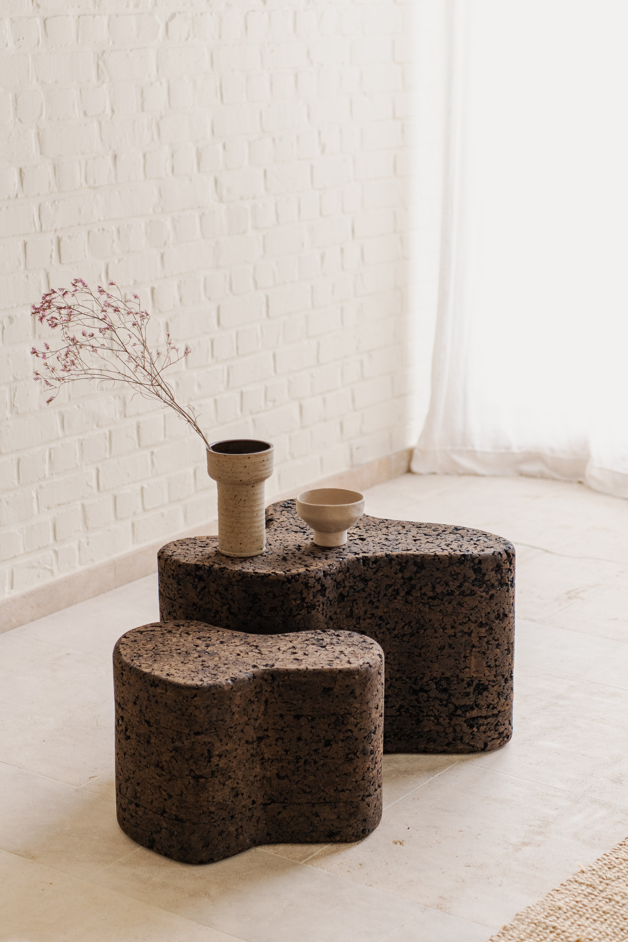 CK01 and CK02 solid cork sidetables