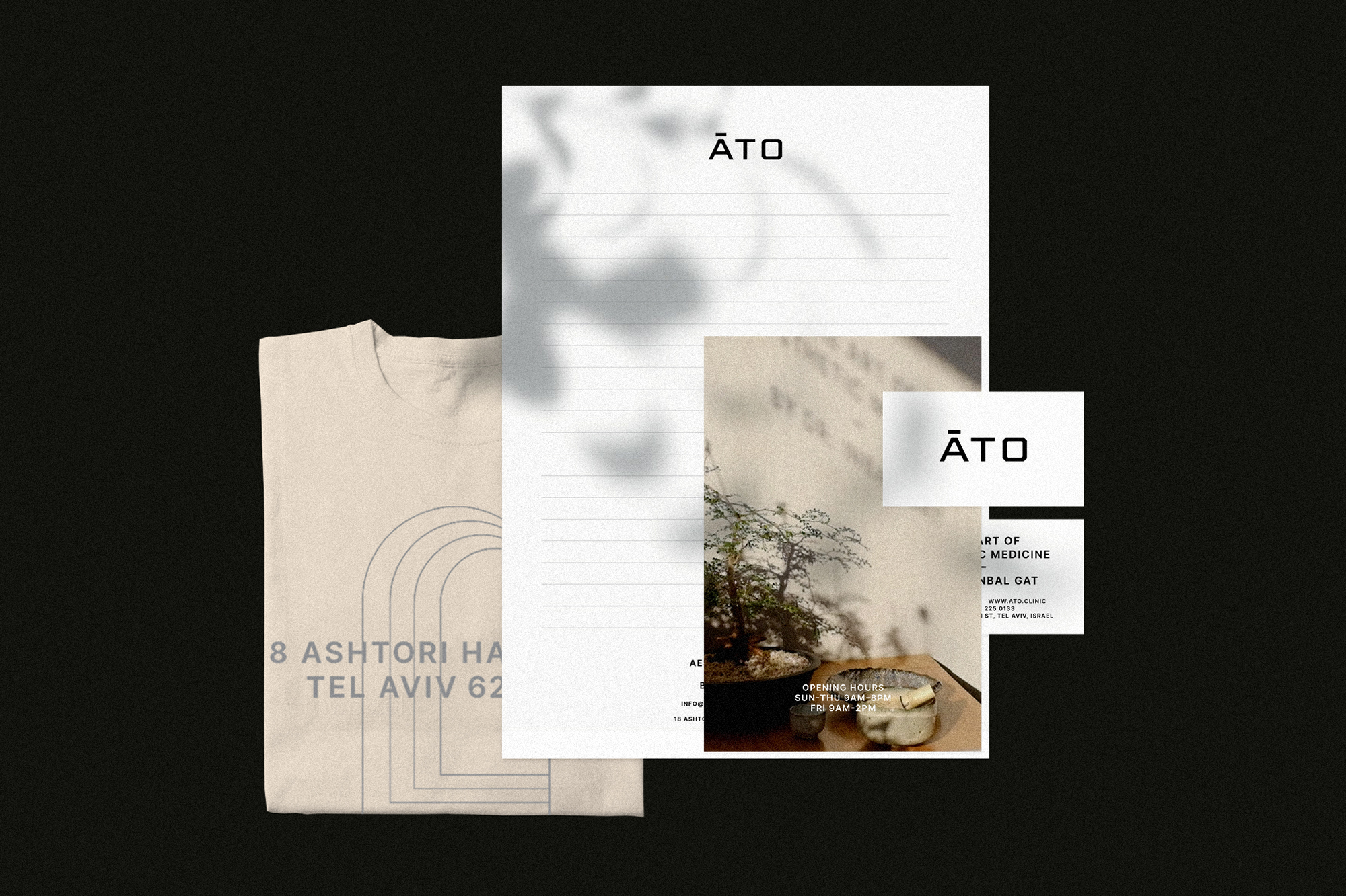Brand identity & merch design for ĀTO, 2021 Interior Design & Art: Mērcer Project by Roy Nachum, Photography: Via Tolila