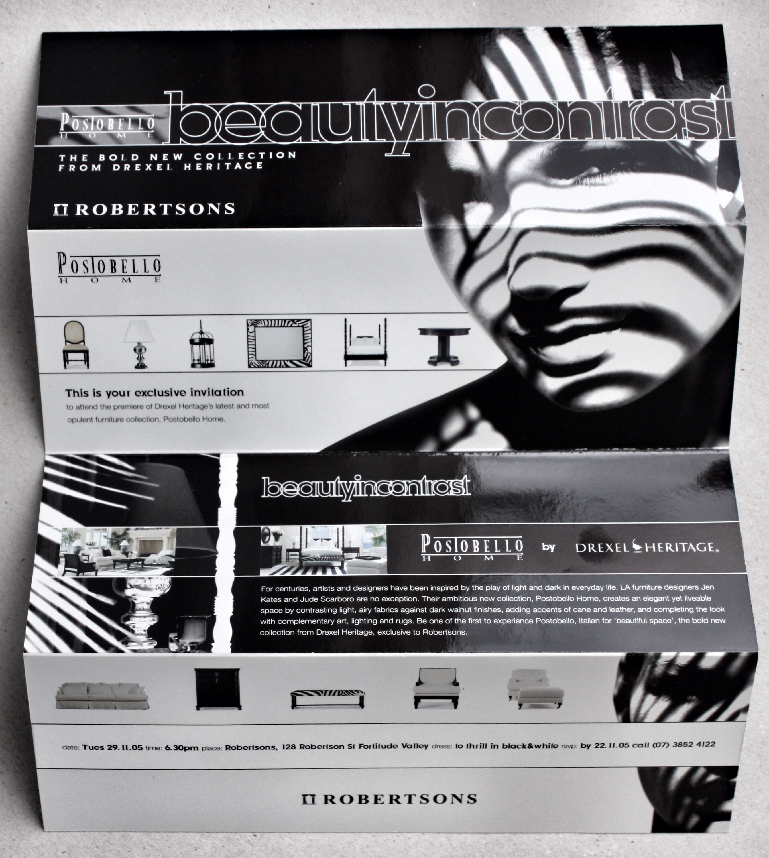 Luxury furniture launch event invitation — Helen Brennan Creative