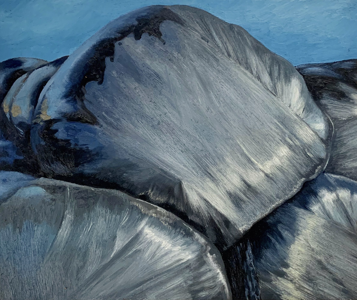 Wrapped Bales, oil on board, 29 x 35 cm