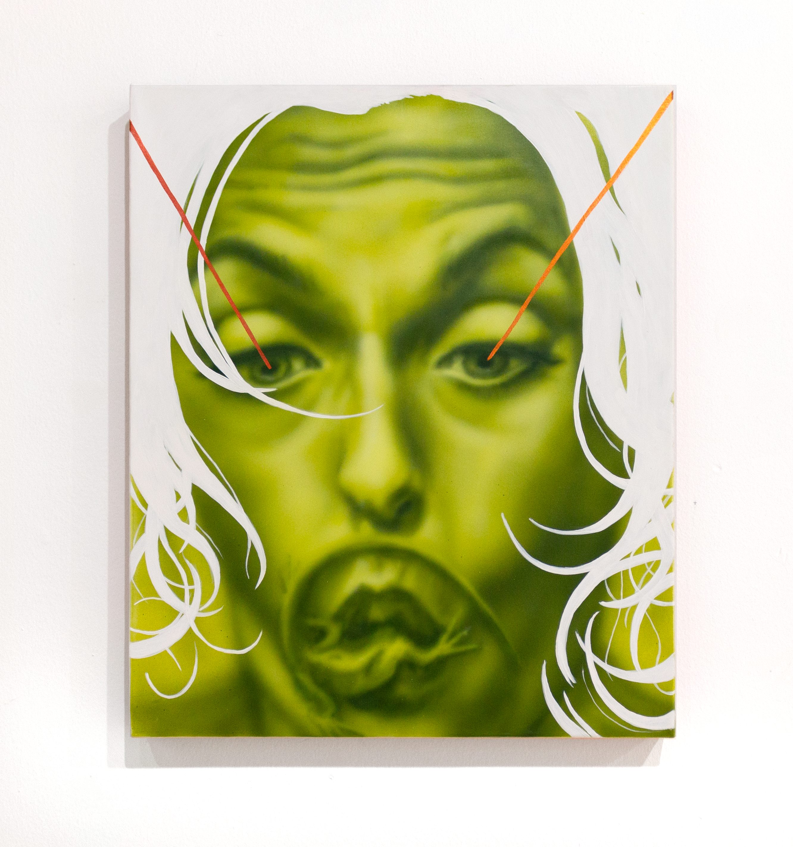 Toxic Shock Interlude, acrylic, gouache and iridescent ink on linen, 15 x 18 in, 2022